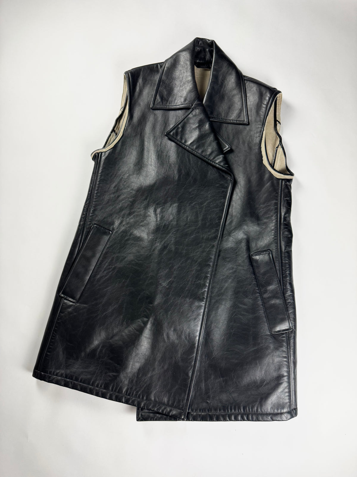 Balenciaga Sample Long Leather Sleeveless Double Breasted Coat FW 2020 - M