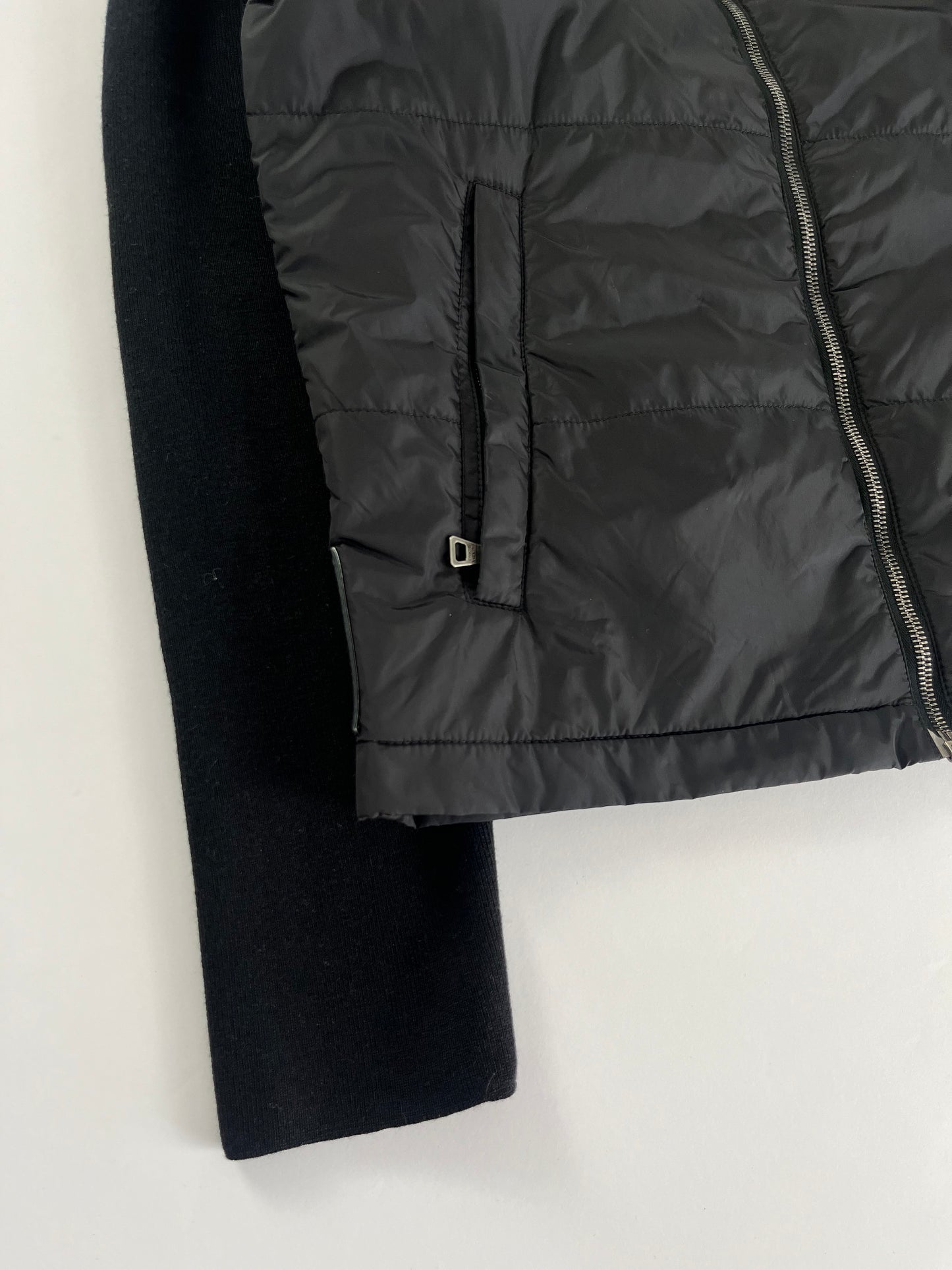 Prada Nylon Hybrid Wool Sleeve Zipper Jacket - S