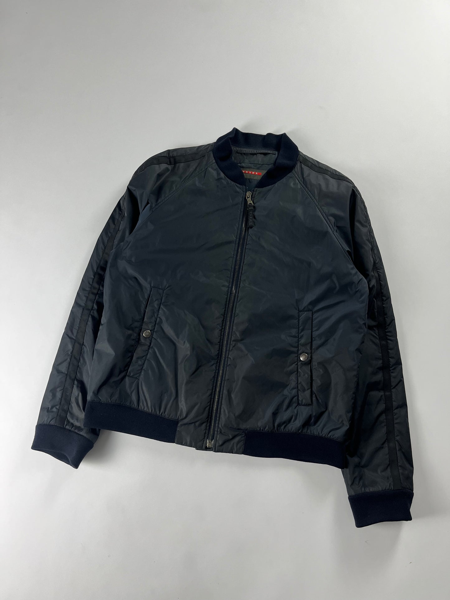 Prada Navy Lined Sleeve Bomber Jacket FW 2007 - M