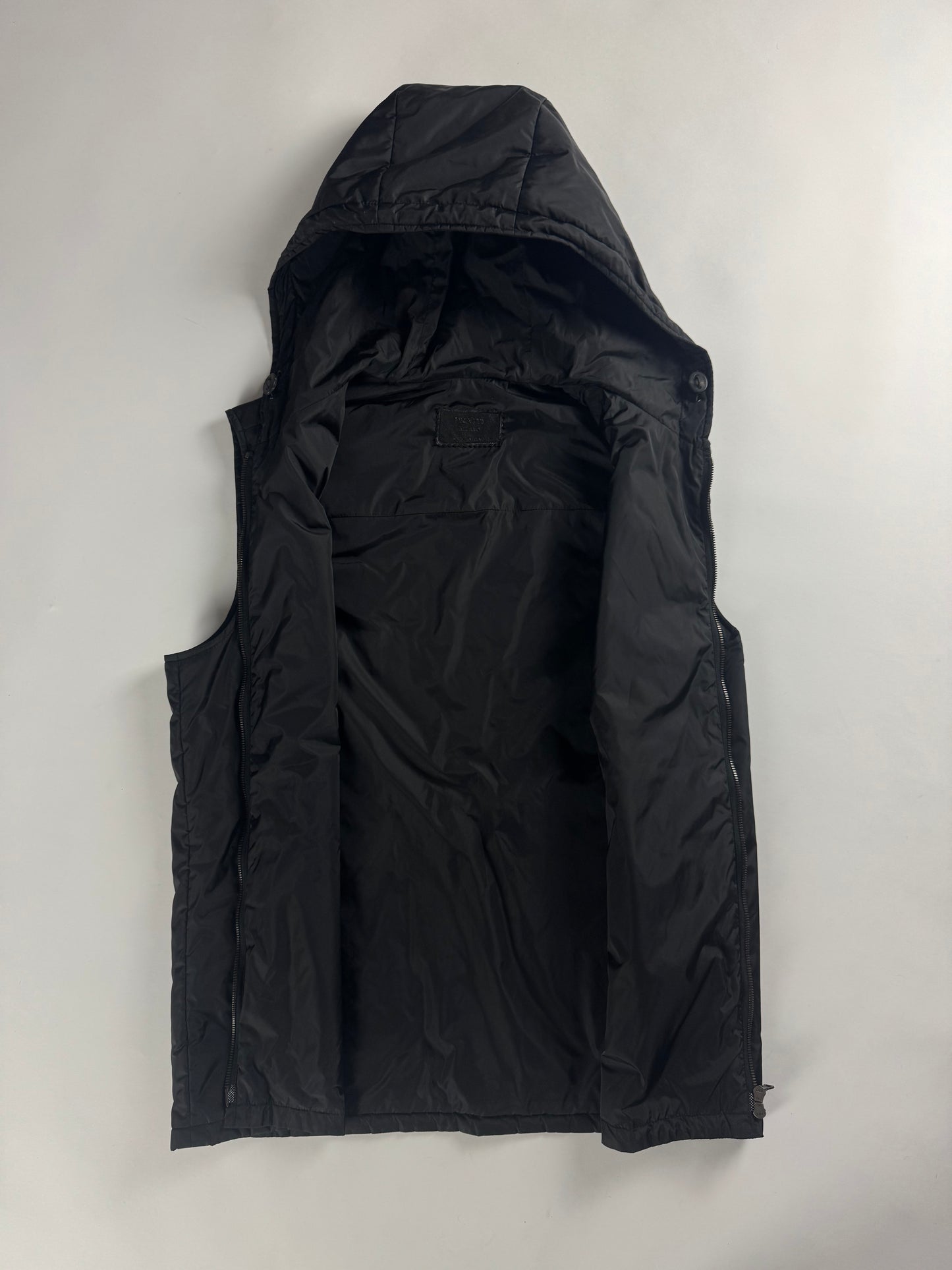Prada Black Nylon Hooded Vest 2000s - M