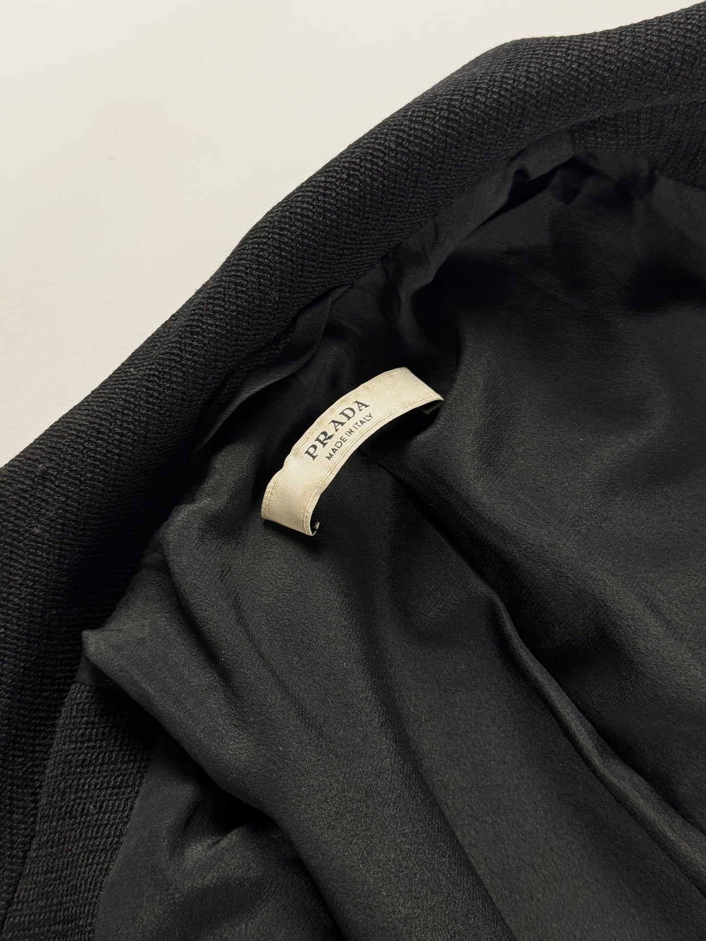 Prada Black Virgin Wool Elegant Coat 2000s - S