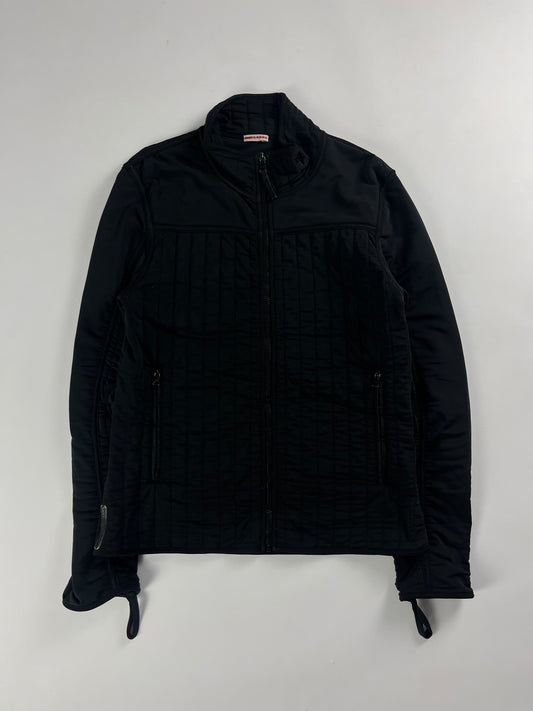 Prada Linea Rossa Black Straight Quilted Nylon Zipper Jacket FW 2001 - M