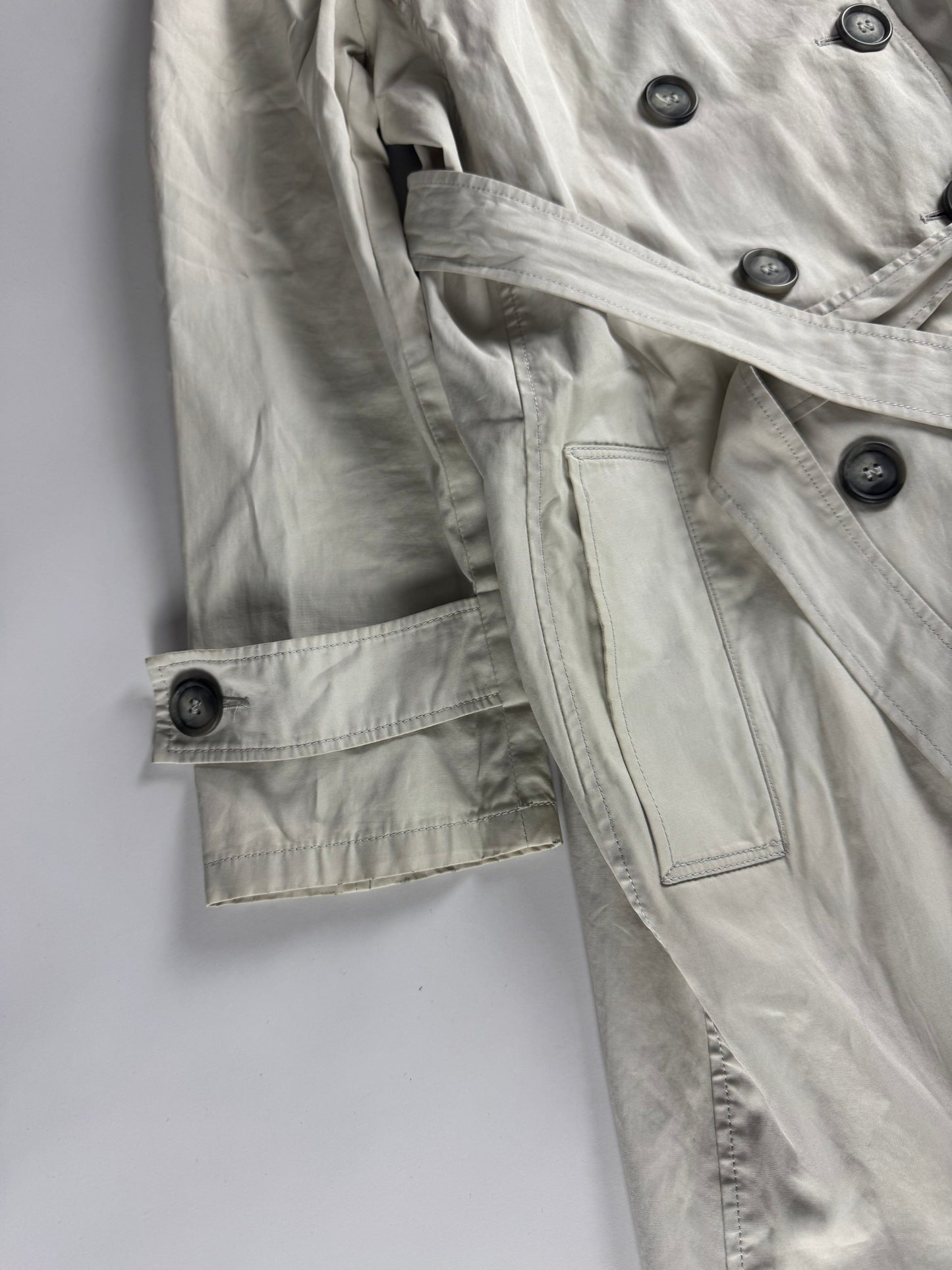Miu Miu Light Grey Belted Trench Coat 2000s - S