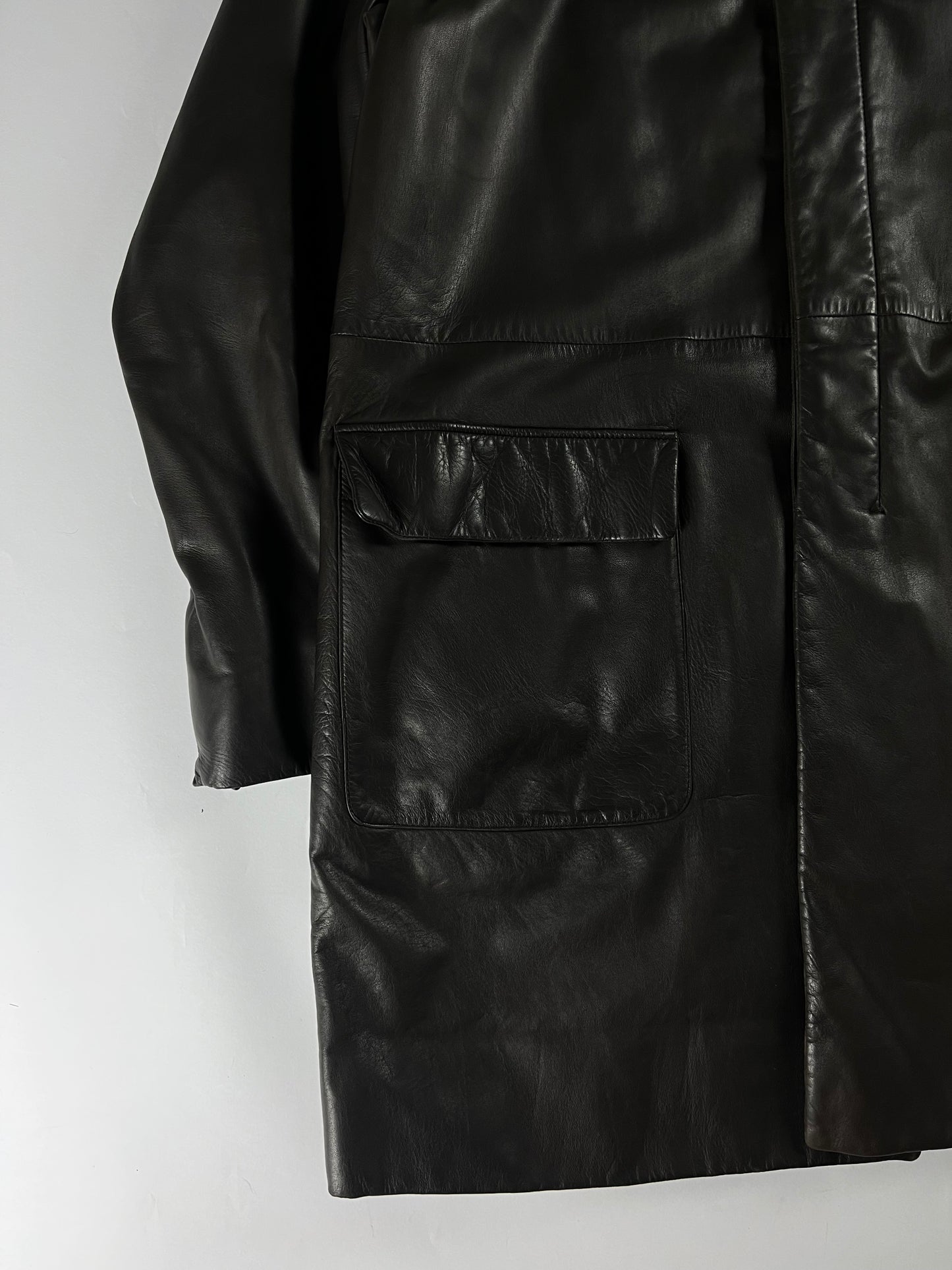 Prada Belted Premium Leather Long Jacket FW 1999 - L