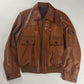 Gucci Tom Ford Camel Brown Monogram Leather Bomber Jacket 2000s - XL