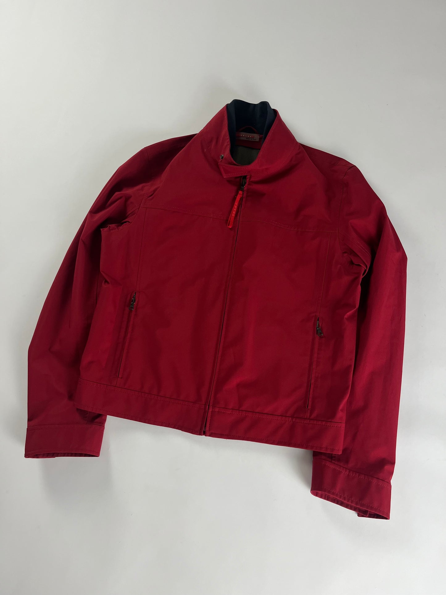 Prada Gore Tex Red Nylon Moto Jacket SS 2000 - L