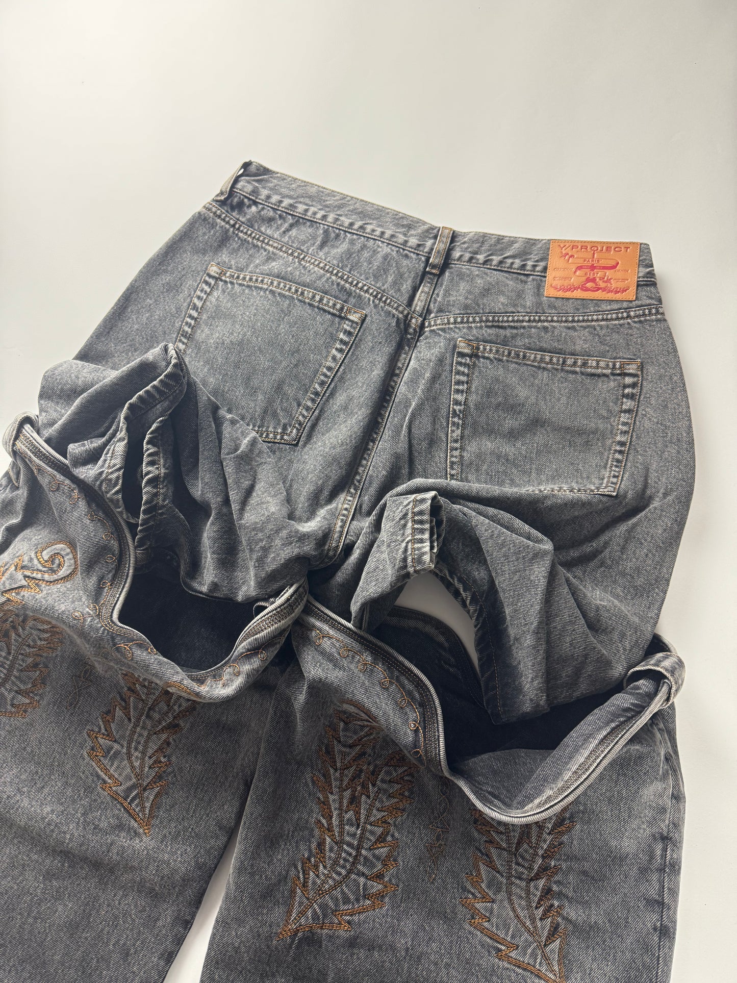 Y/Project Maxi Cowboy Cuff Grey Denim Pants SS 2023 - 34 US