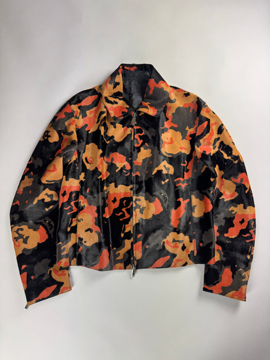Dior Homme Couture Sample Camo Pony Hair Luxor Moto Jacket SS 2023 - M