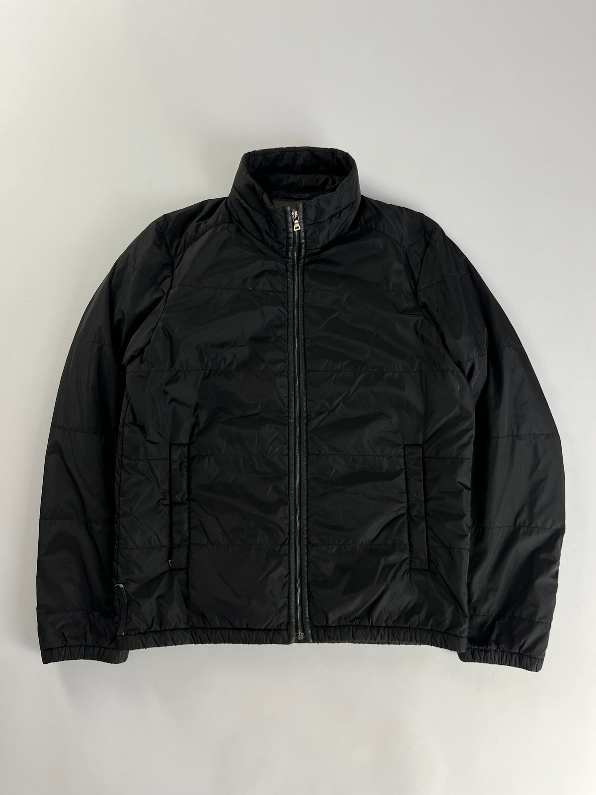 Prada Black Nylon Light Leather Trimmed Jacket FW 2008 - M