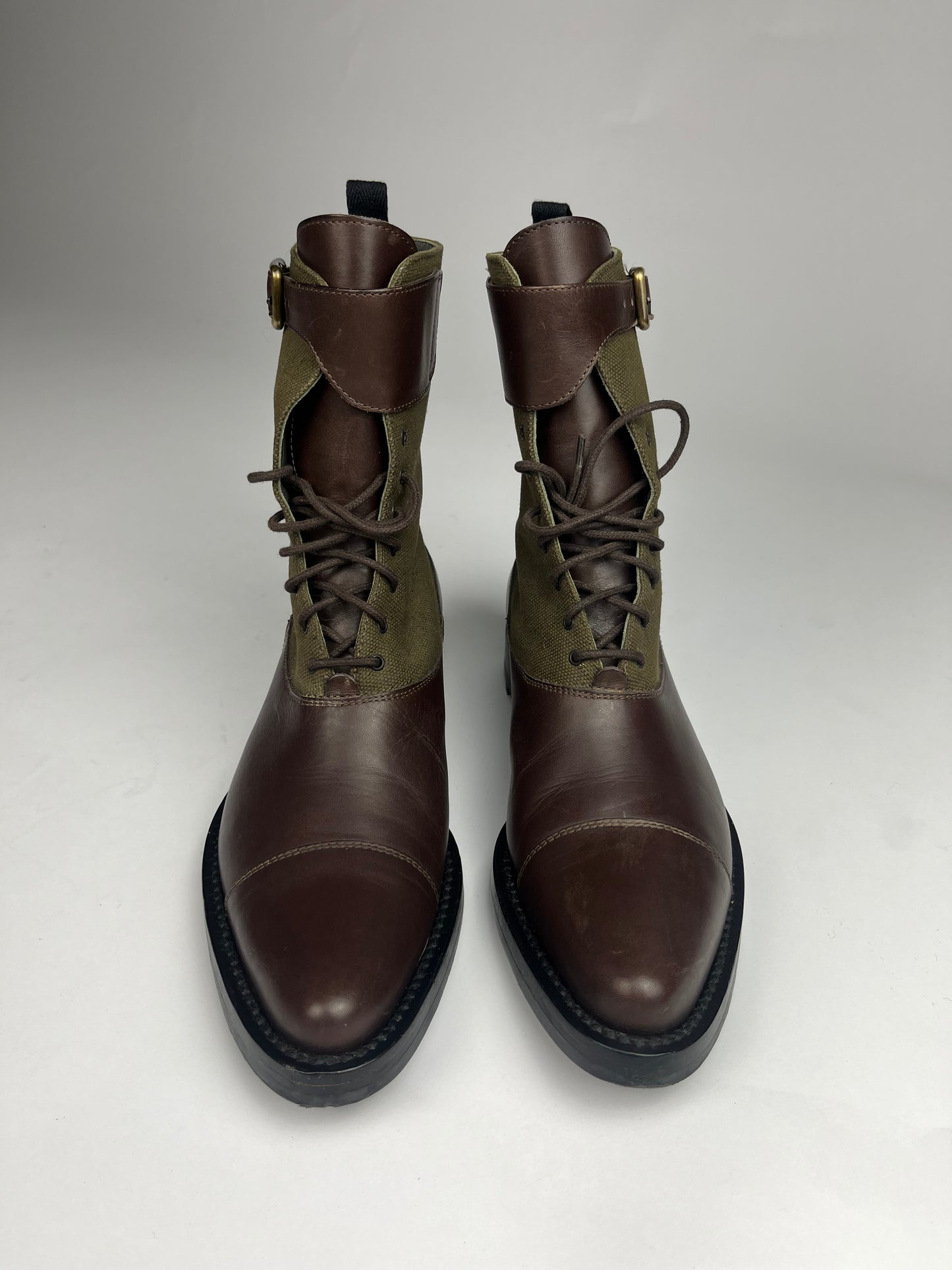 Miu Miu Brown Leather Combat Boots - 37 IT/38 EU