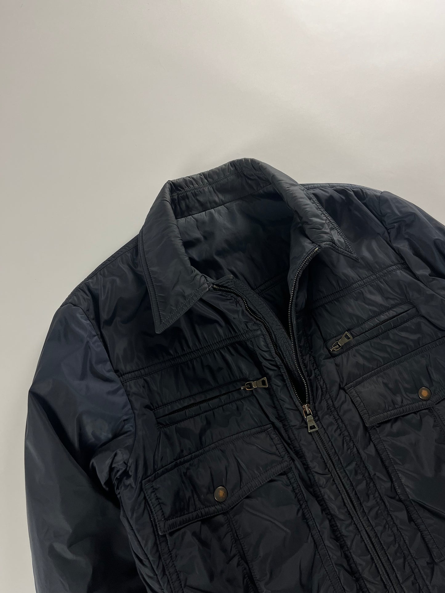 Prada Double Pocket Navy Nylon Work Jacket - L