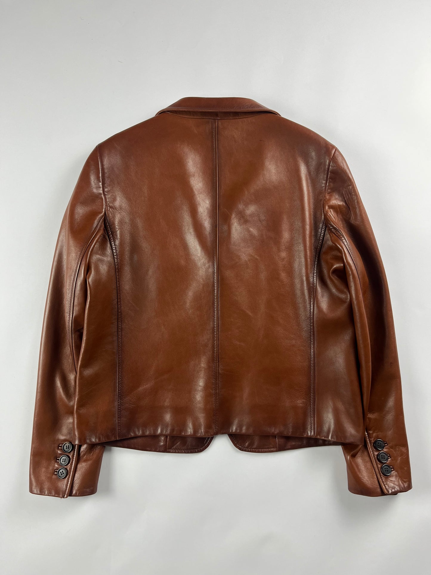 Prada Brown Leather Blazer FW 2013 - M