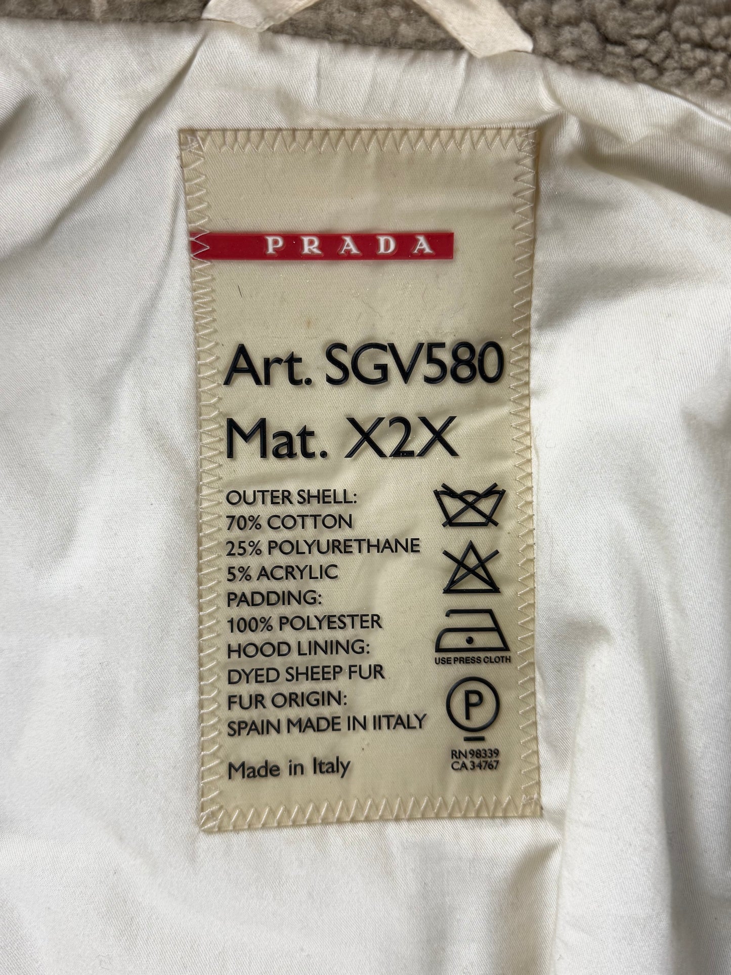 Prada Bright Silver Thermal Shearling Lining Astronaute Parka Jacket 2000s - M