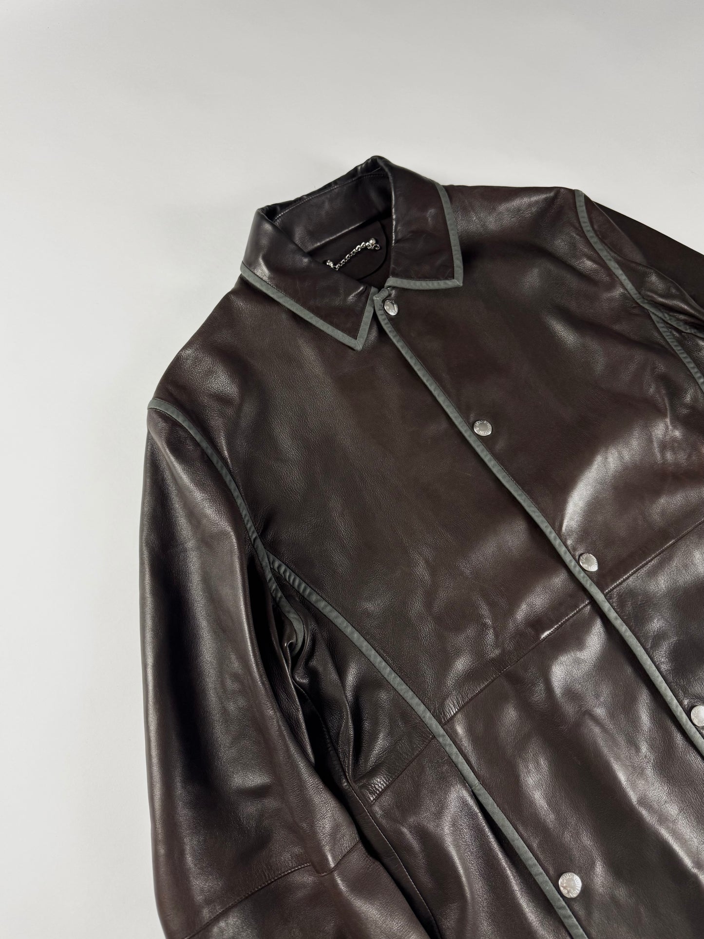 Louis Vuitton Dark Brown Light Leather Trucker Buttoned Jacket 2000s - L
