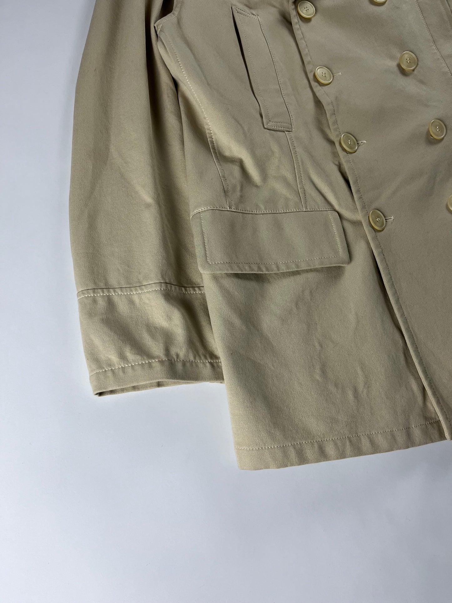 Prada Ivory Double Breasted Officer Overcoat FW 1995 - M