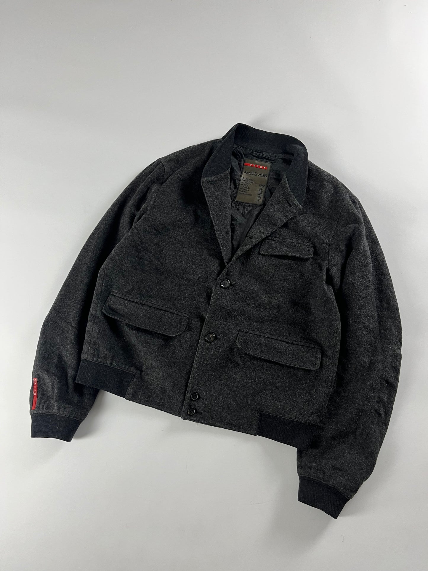 Prada Linea Rossa Grey Wool Bomber Jacket FW 2009 - M