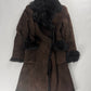 Prada Brown Fur Trimmed Brushed Sheepskin Leather Coat FW 2010 - S