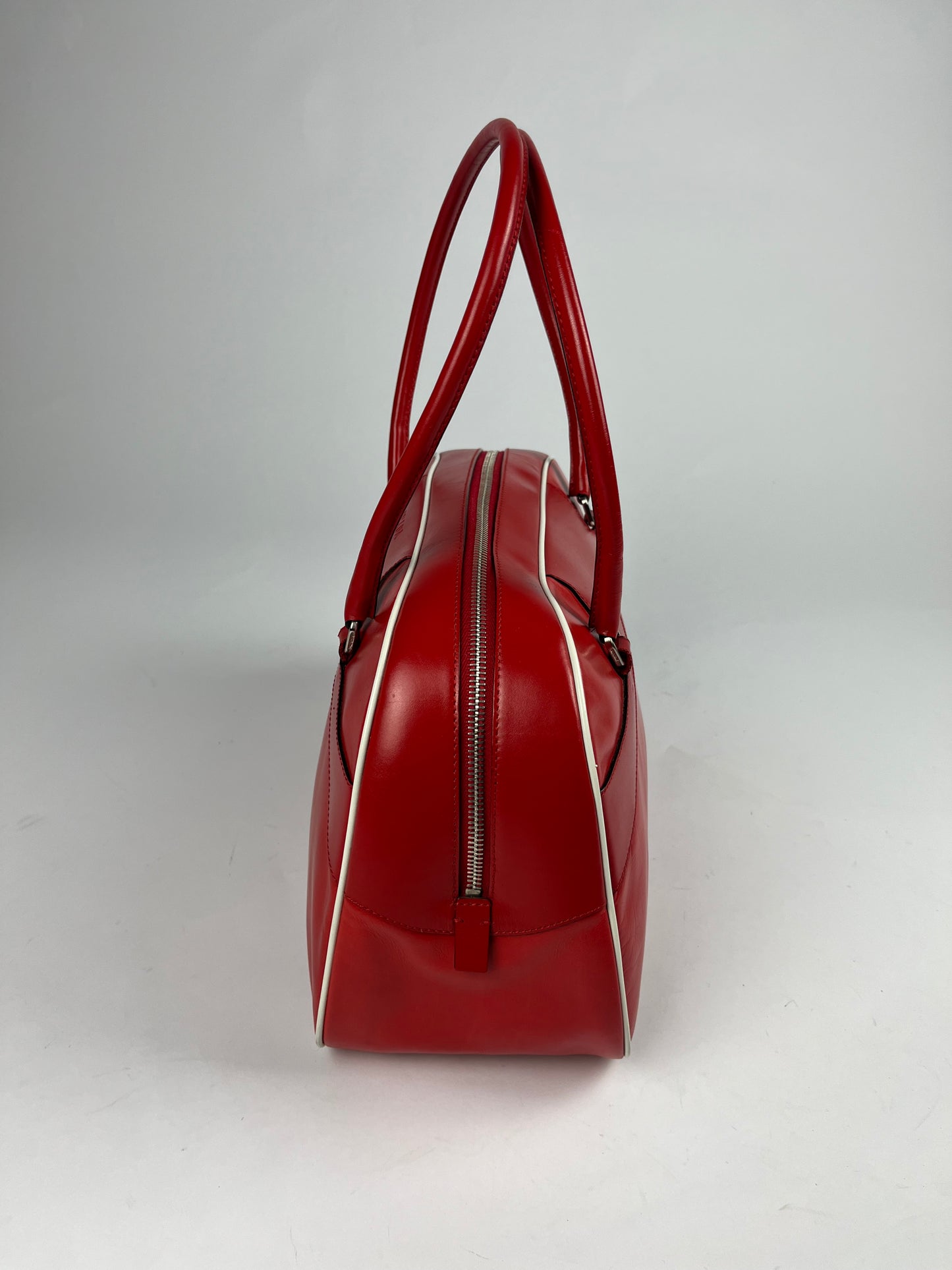 Prada Red Leather Bowling Bag SS 2000 - OS