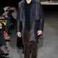Louis Vuitton Sample Charcoal Shearling Cloude Sleeve Midi Black Collar Leather Tab Pocket Coat FW 2011 - M