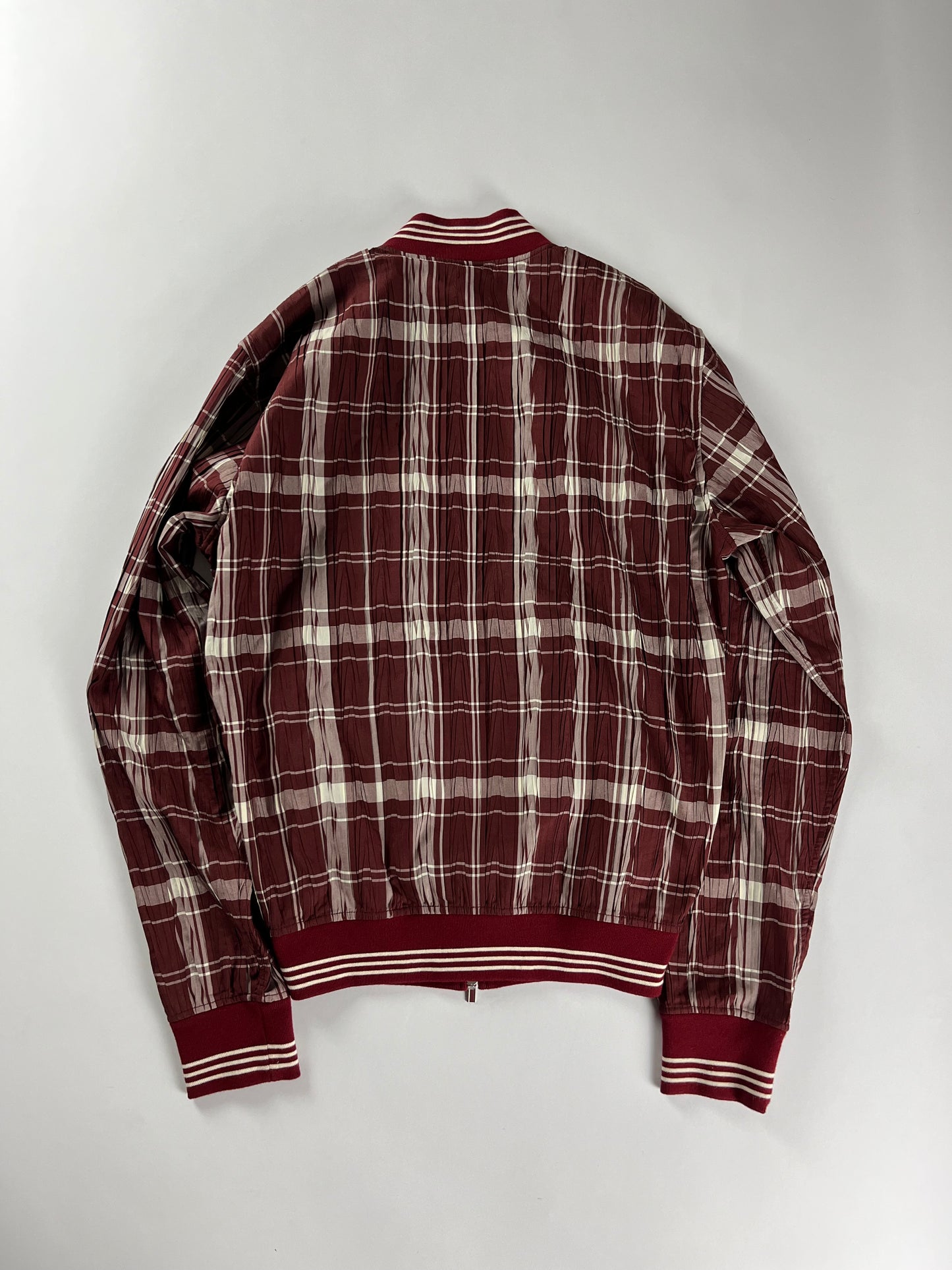 Hermès Bordeaux Plaid Check Bomber Jacket SS 2018 - S