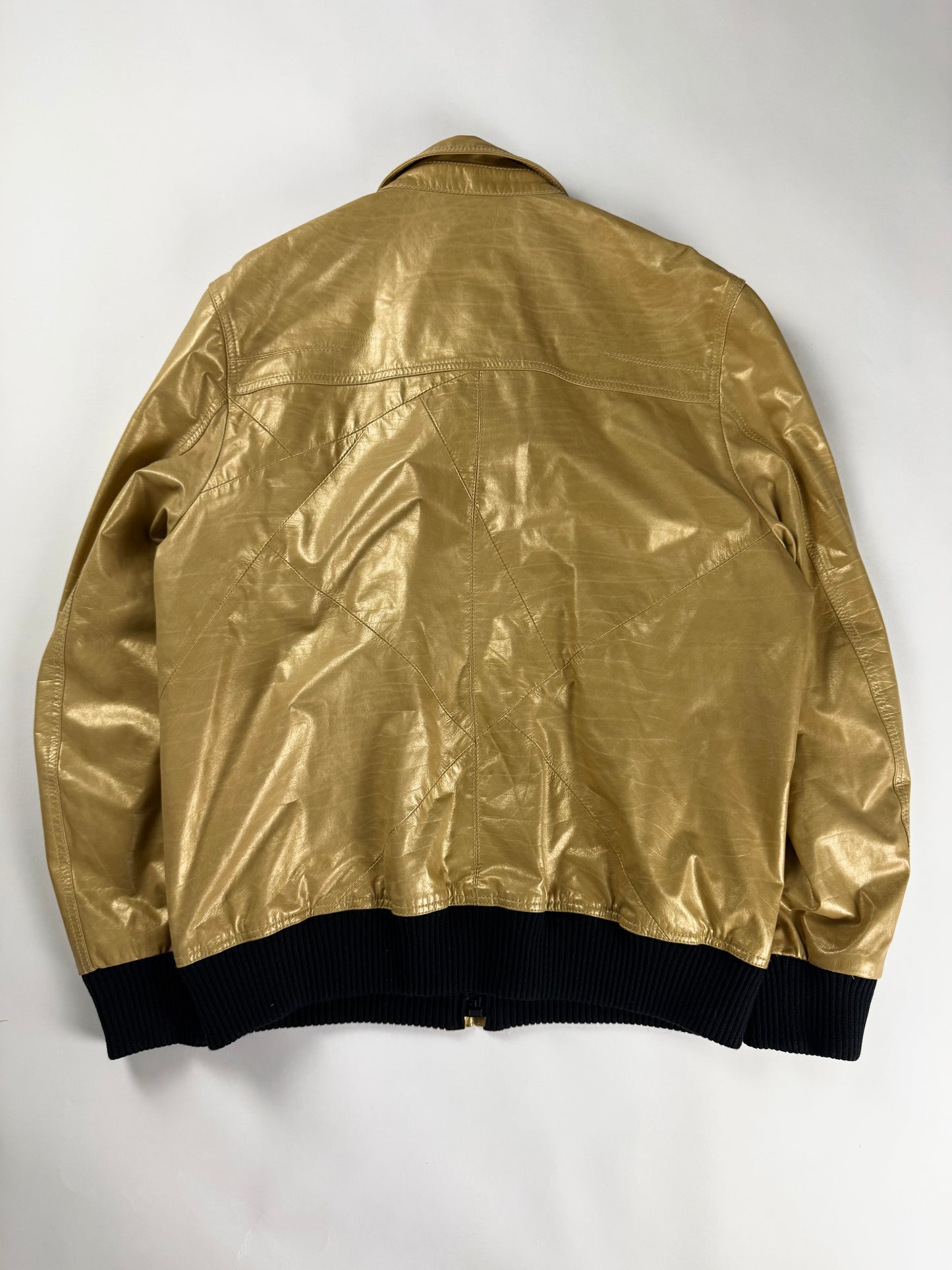Dior Homme Kris Van Assche Fragmented Bright Yellow Leather Bomber Jacket SS 2009 - L
