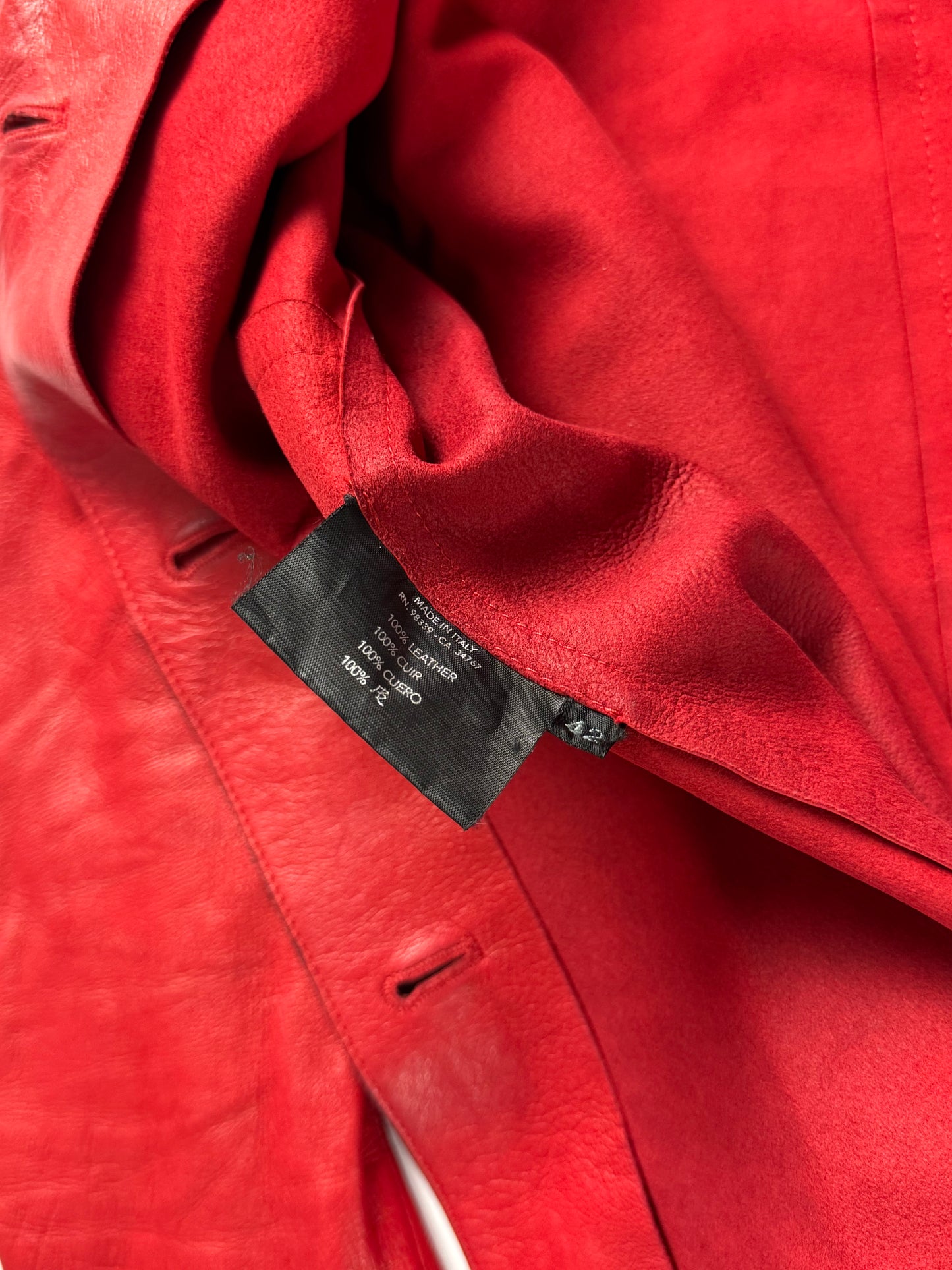 Prada Red Leather Minimalist Buttoned Jacket FW 2000 - XS