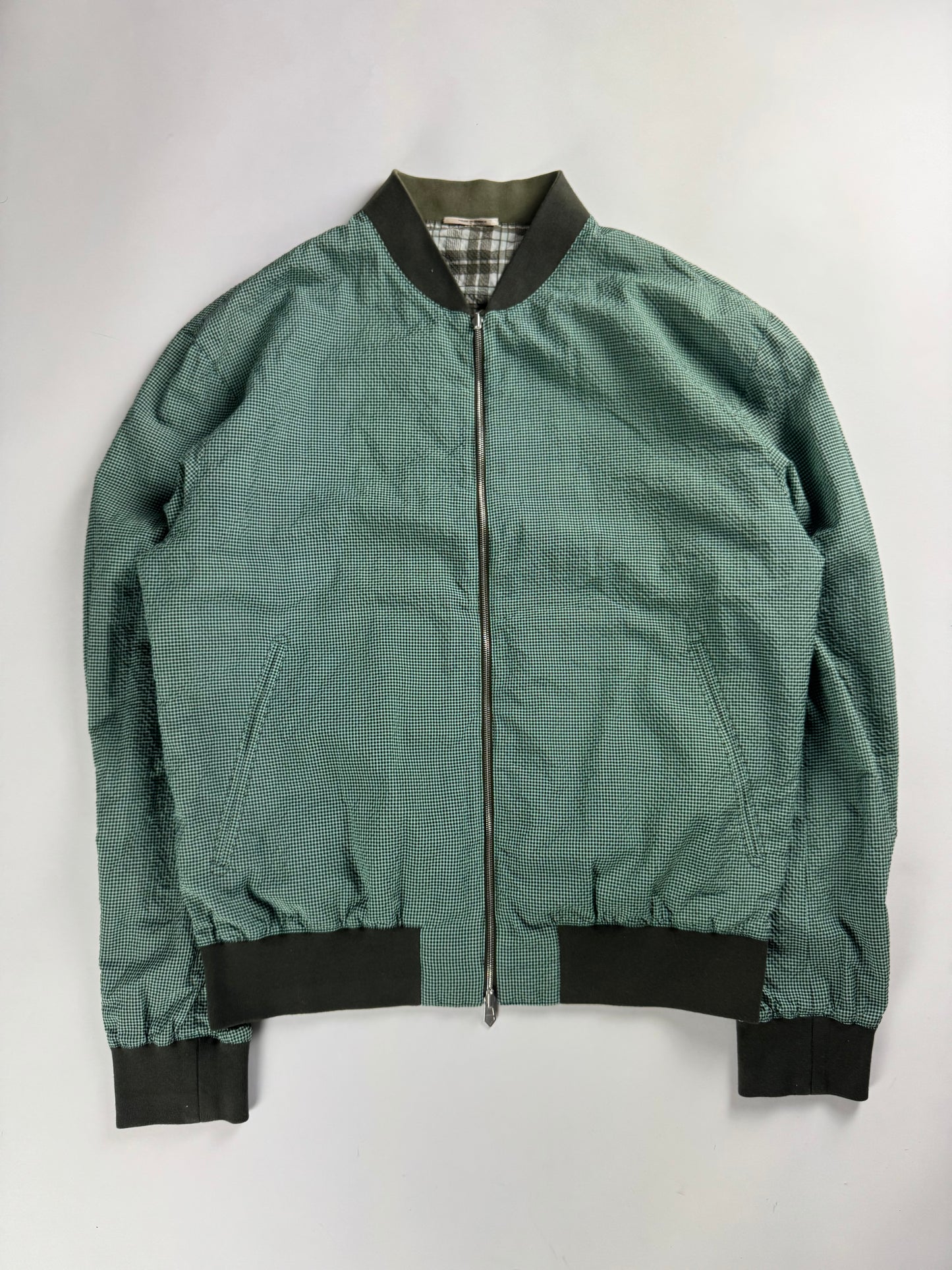 Hermès Sample Green Plaid Check Bomber Jacket SS 2020 - L
