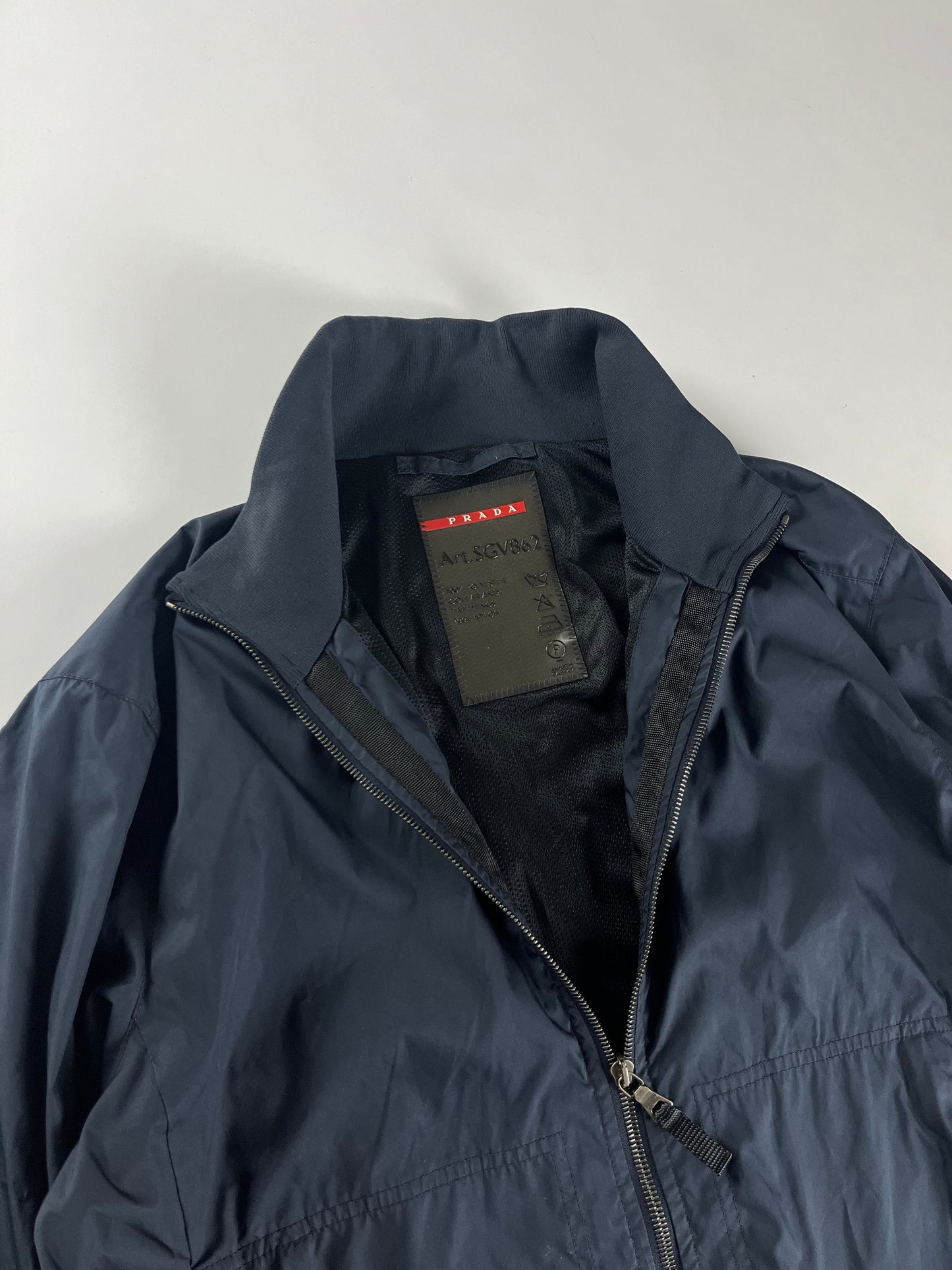Prada Navy Riviera Zip Up Bomber Jacket SS 2007 - L