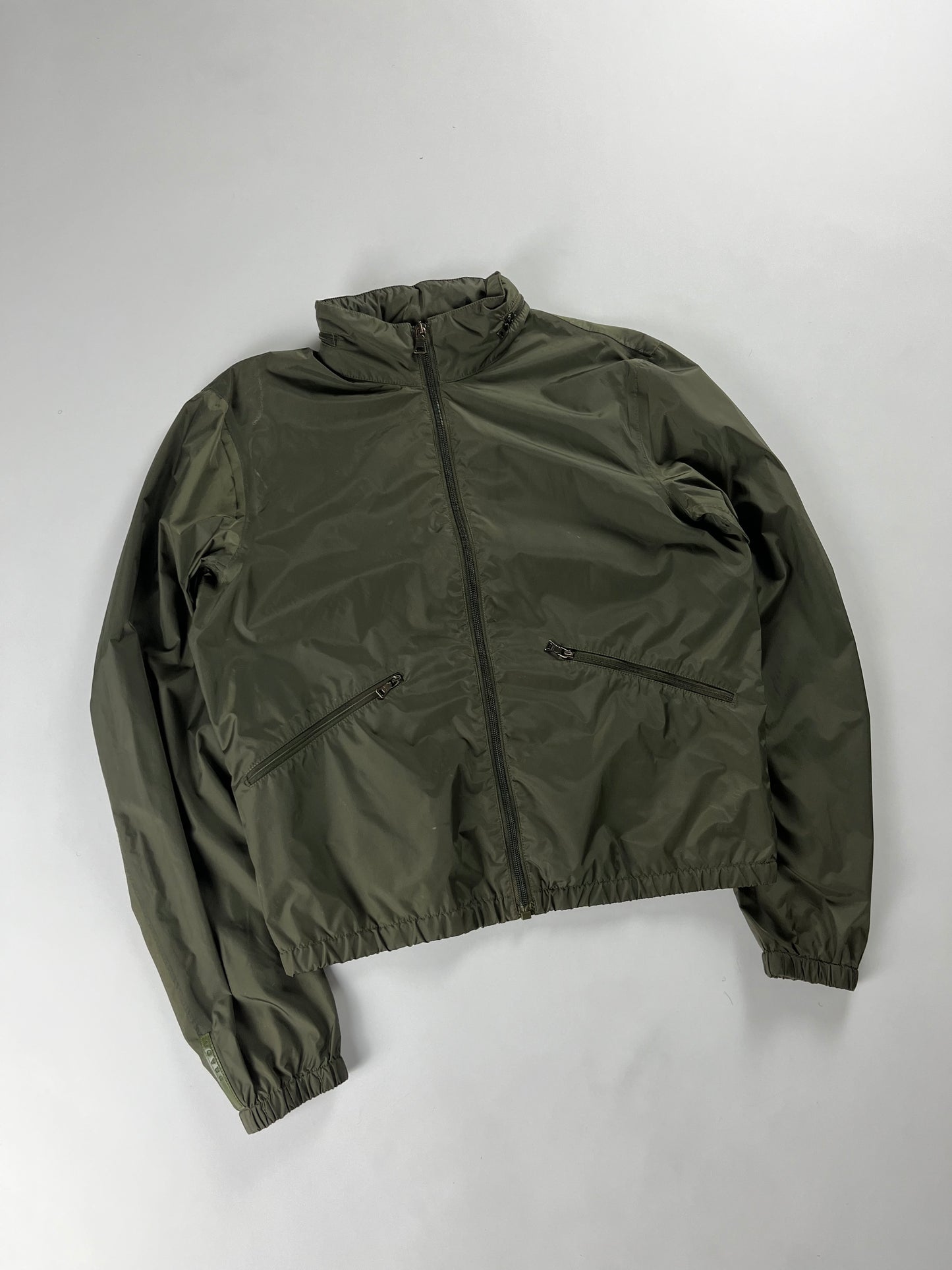 Prada Khaki Nylon Convertible Hood Utility Jacket SS 2010 - M