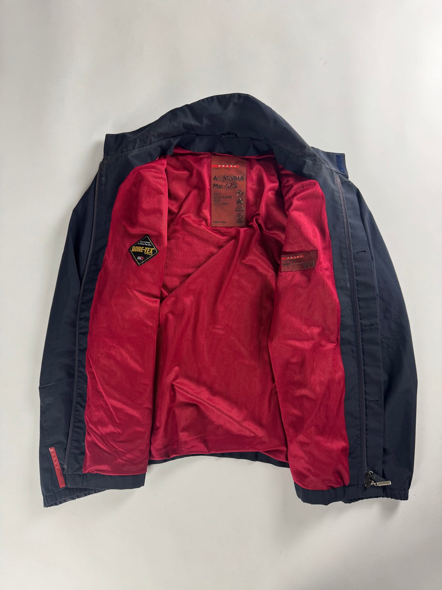 Prada Linea Rossa Navy Nylon Convertible Hoodie Jacket FW 1999 - L