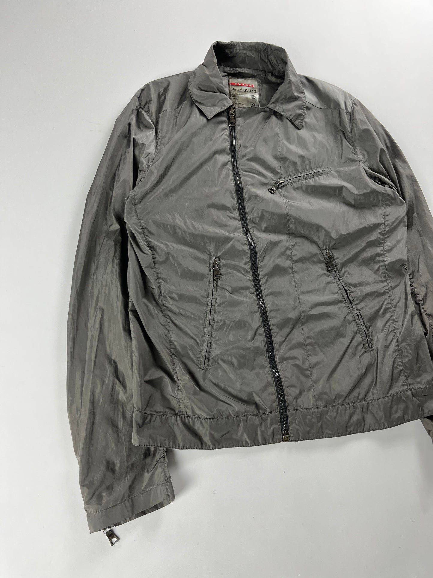 Prada Asymmetrical Zipper Nylon Metal jacket - M