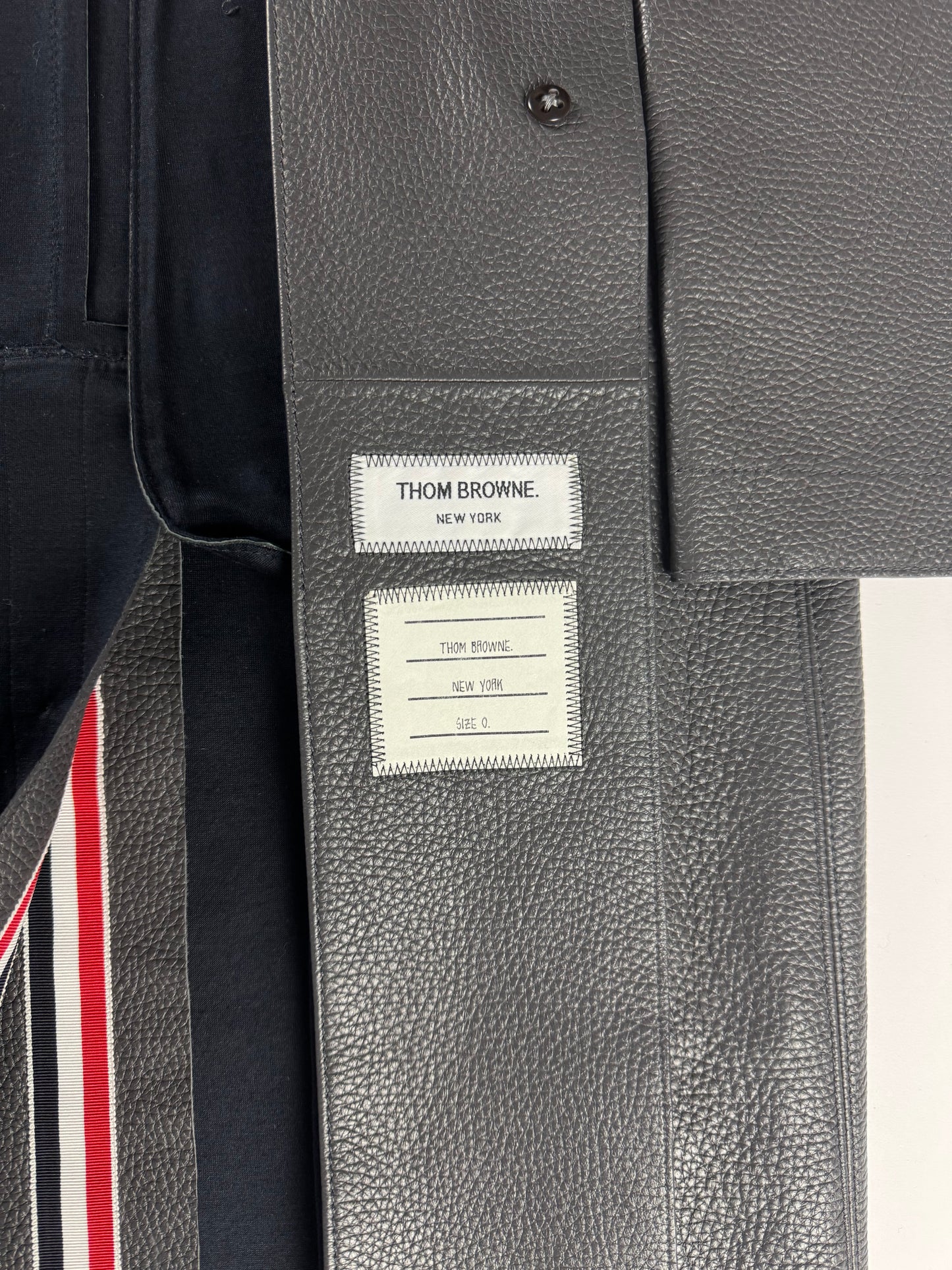 Thom Browne Sample Grigio Deer Leather Overcoat - XS