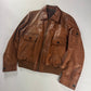 Gucci Tom Ford Camel Brown Monogram Leather Bomber Jacket 2000s - XL