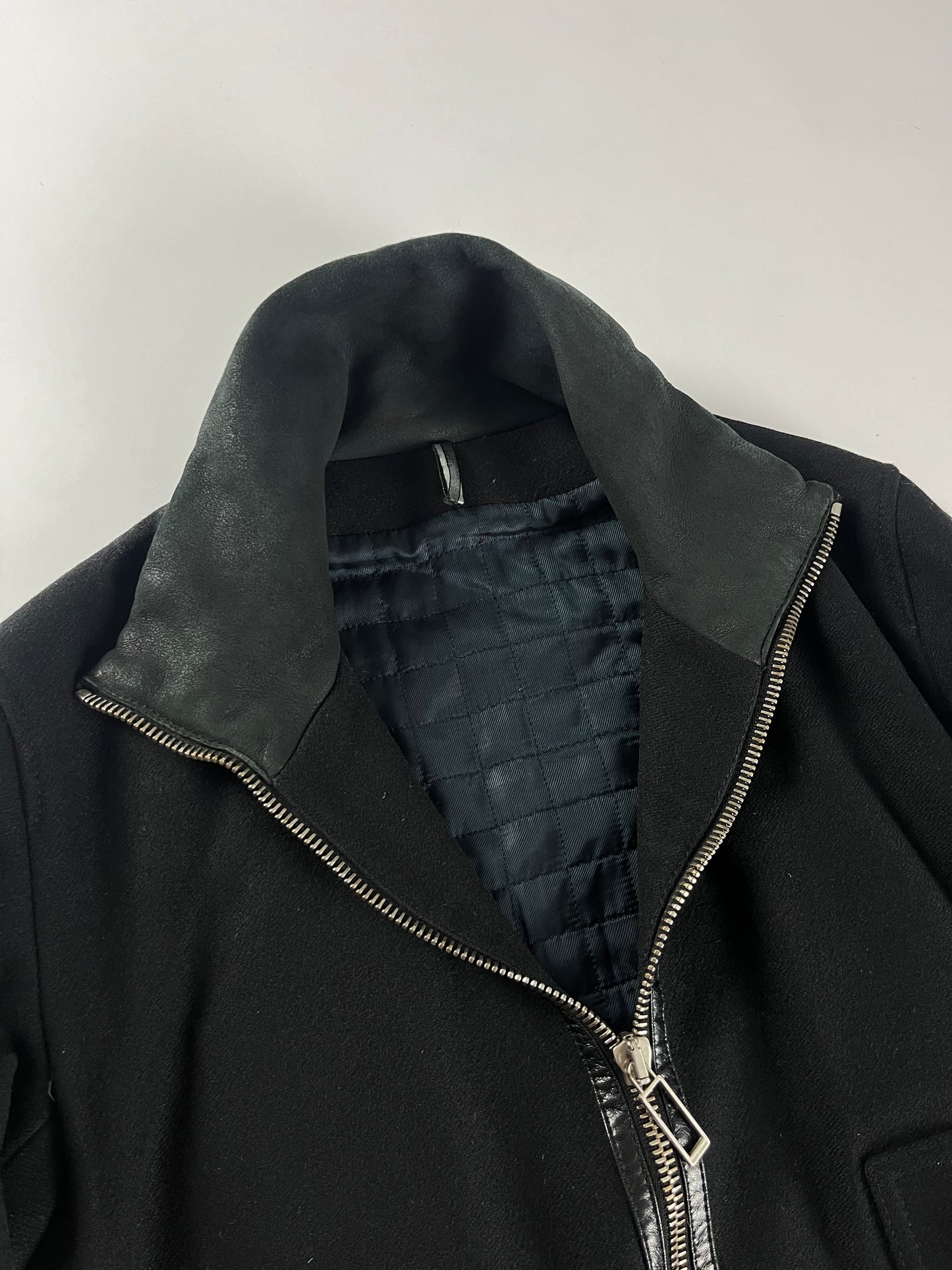 Dior Homme Dark Wool Leather Bomber Jacket FW 2010 - S
