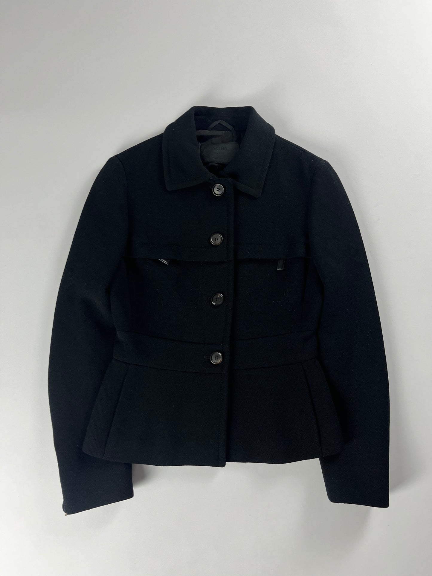 Prada Black Wool Zipper Coat FW 1999 - S