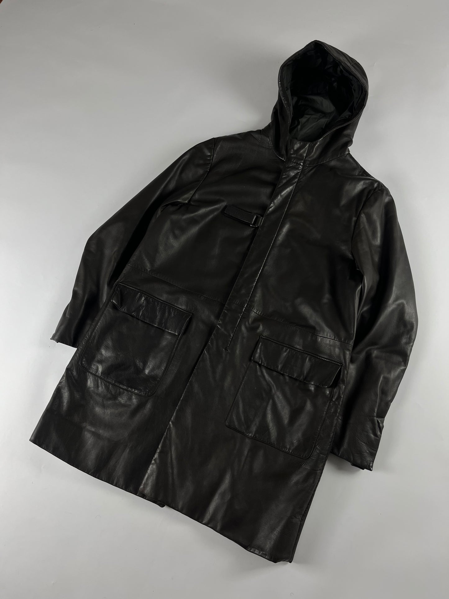 Prada Belted Premium Leather Long Jacket FW 1999 - L