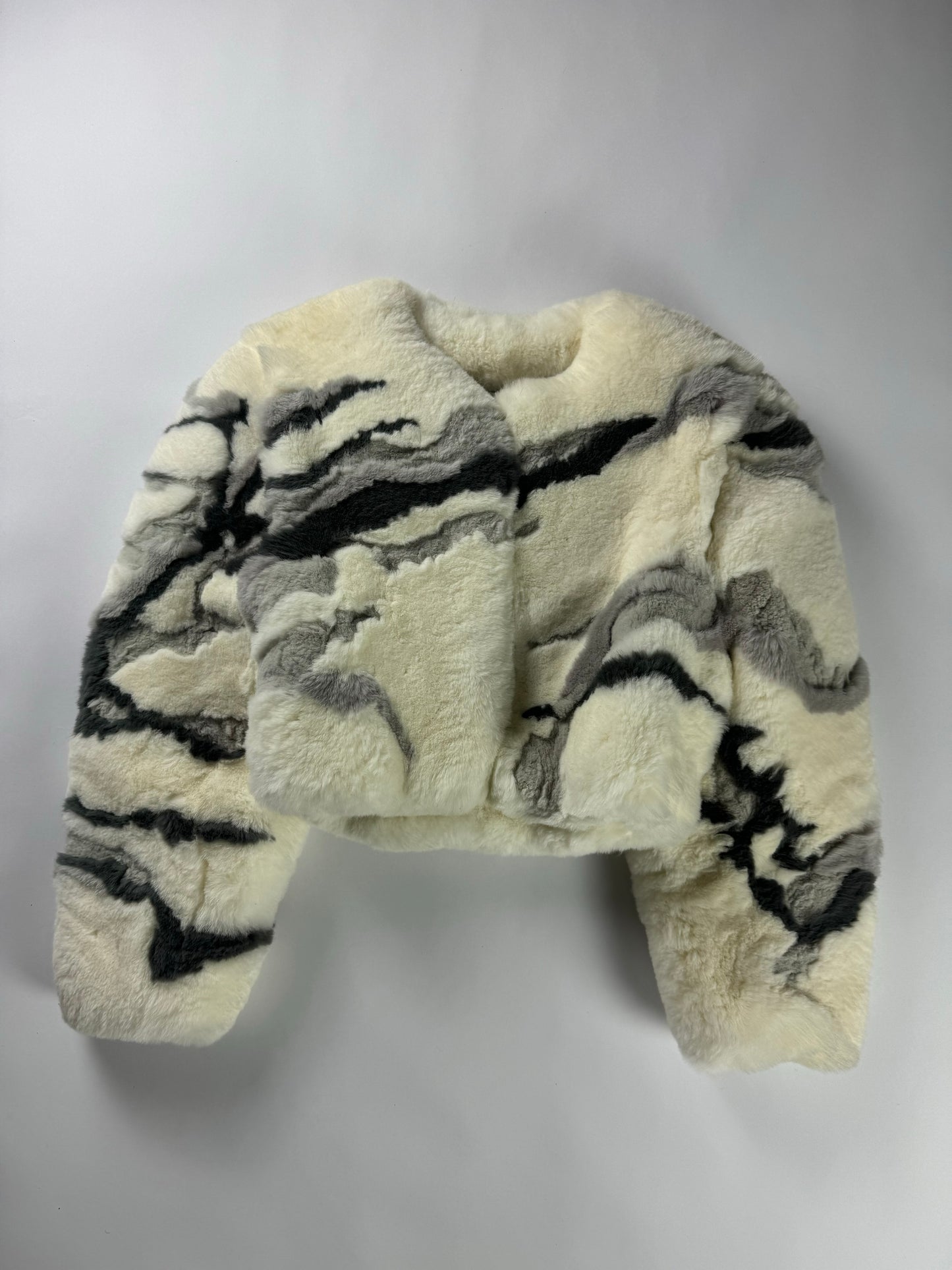 Balenciaga Alexander Wang Marble Effect Fox Fur Crop Jacket FW 2013 - XS