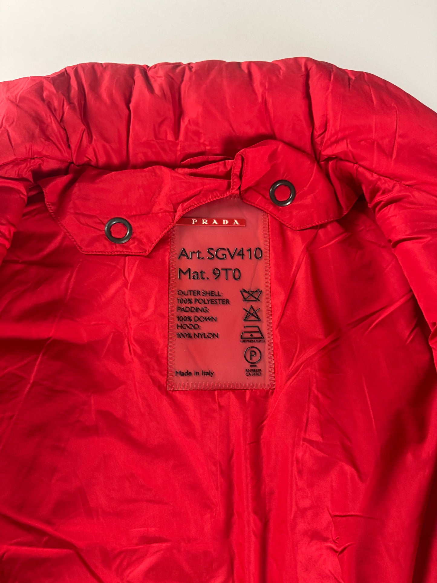 Prada Red Padded Removable Hood Vest 2000s - L