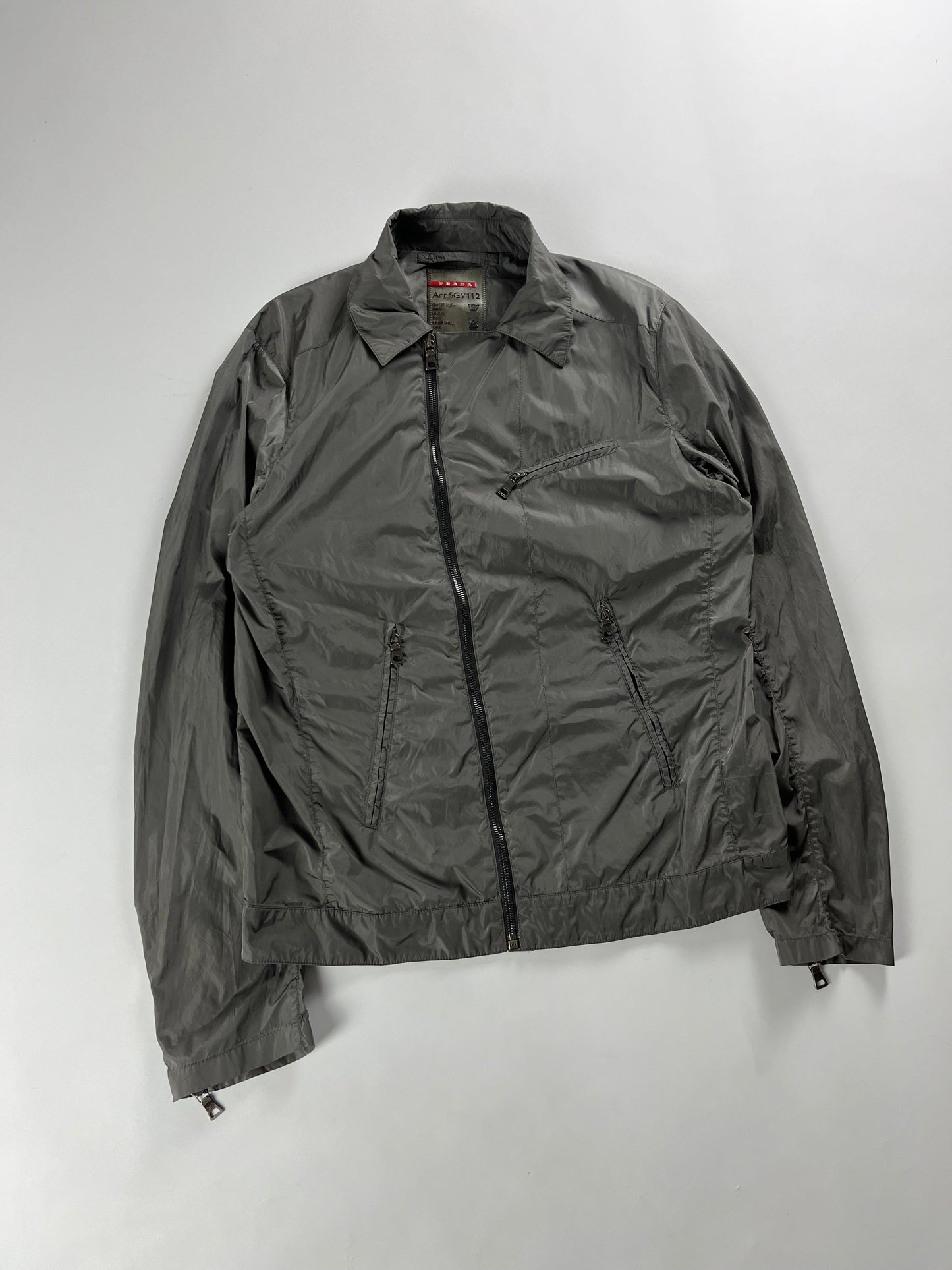 Prada Asymmetrical Zipper Nylon Metal jacket - M