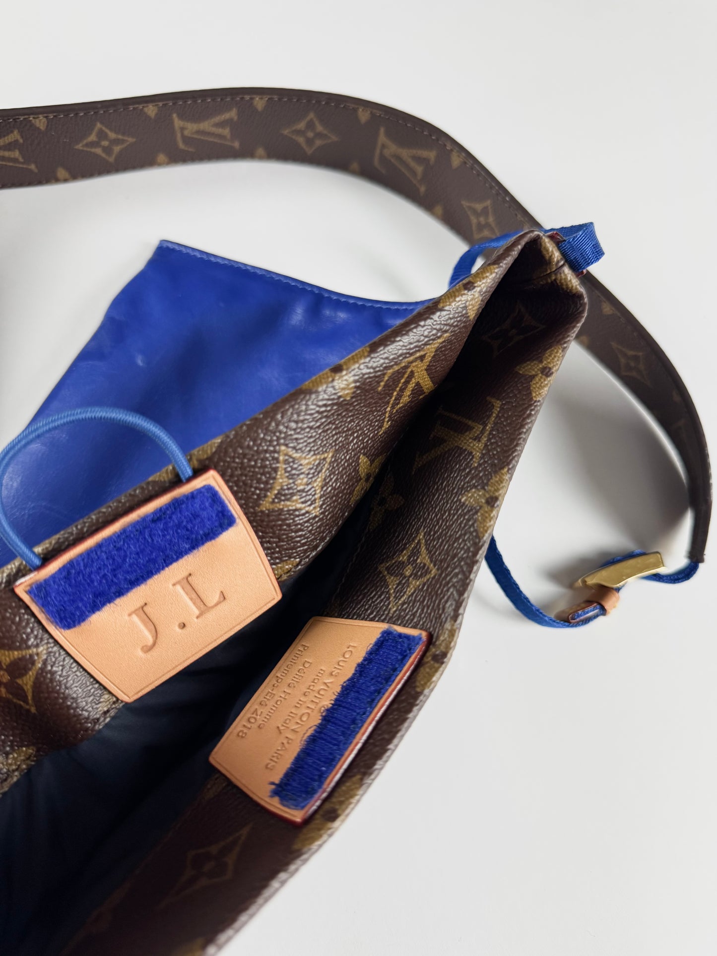 Louis Vuitton Paname Monogram Canvas Blue Lambskin Reversible Crossbody Bag - OS