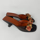 Prada Leather Floral Embellishment Square Toe Heel Mules 1990s - 38 IT/39 EU