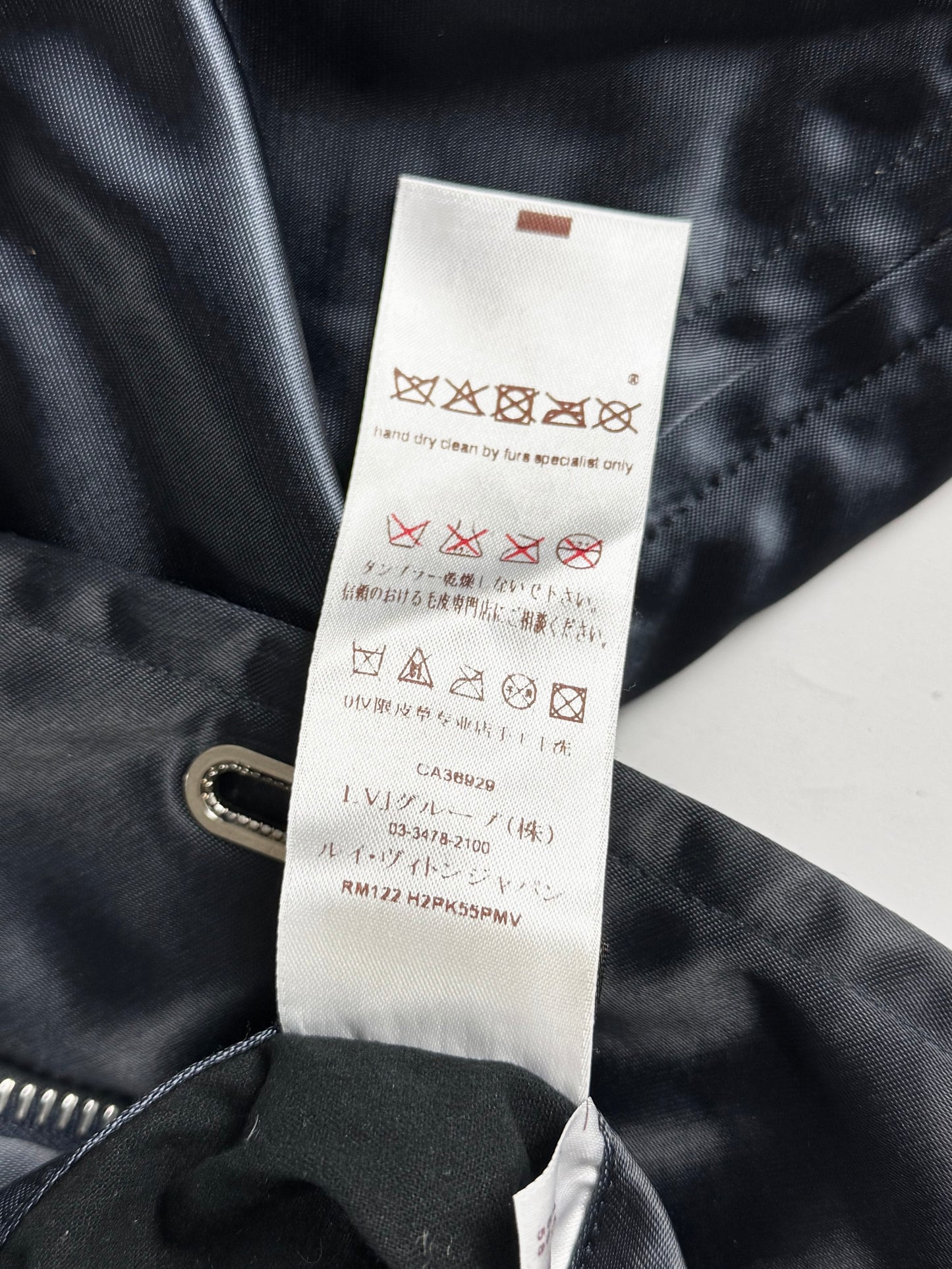 Louis Vuitton Dark Blue Goose Down Belted Parka Fur Hood Coat FW 2012 - XL