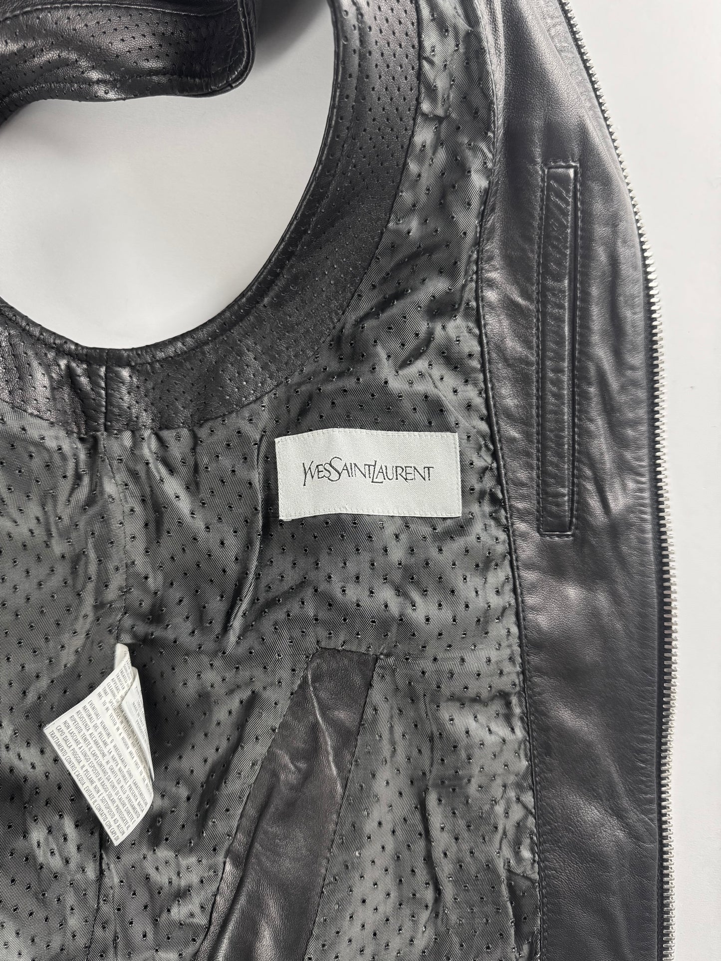 Yves Saint Laurent Double Side Zipper Dark Leather Vest 2010s - XS