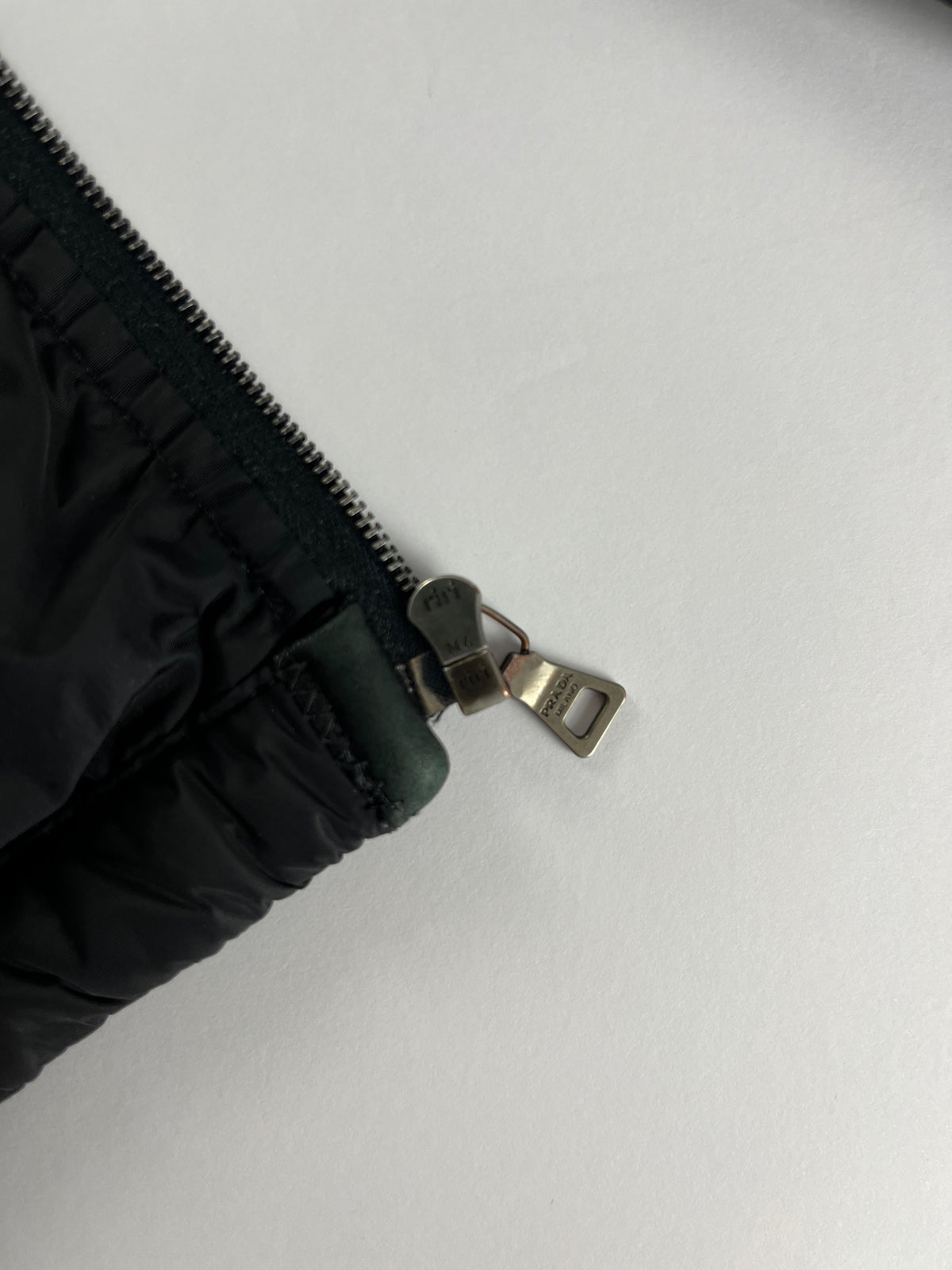 Prada Black Nylon Light Leather Trimmed Jacket FW 2008 - M