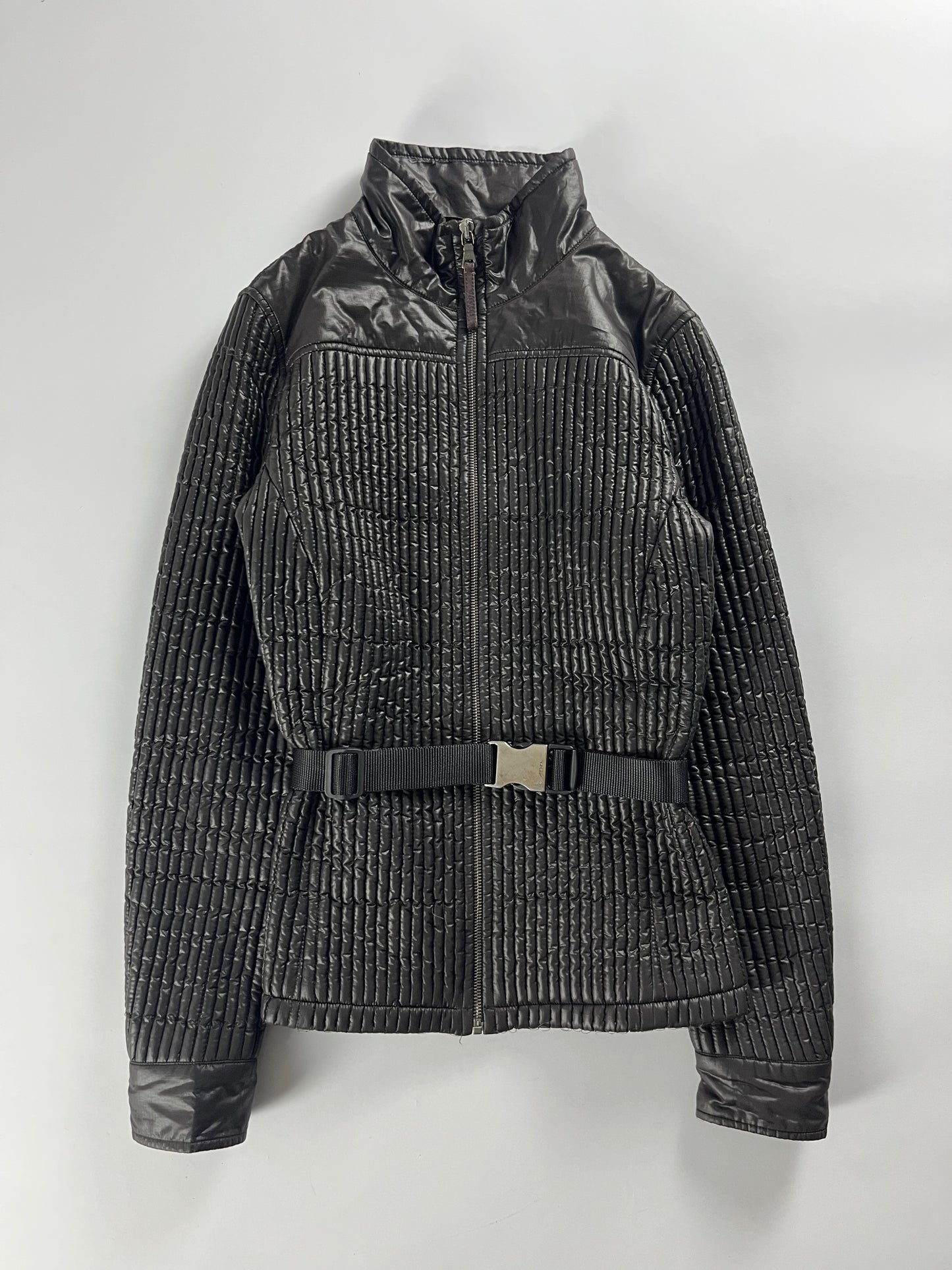 Prada Textured Plissé Nylon Belt Jacket SS 2006 - S