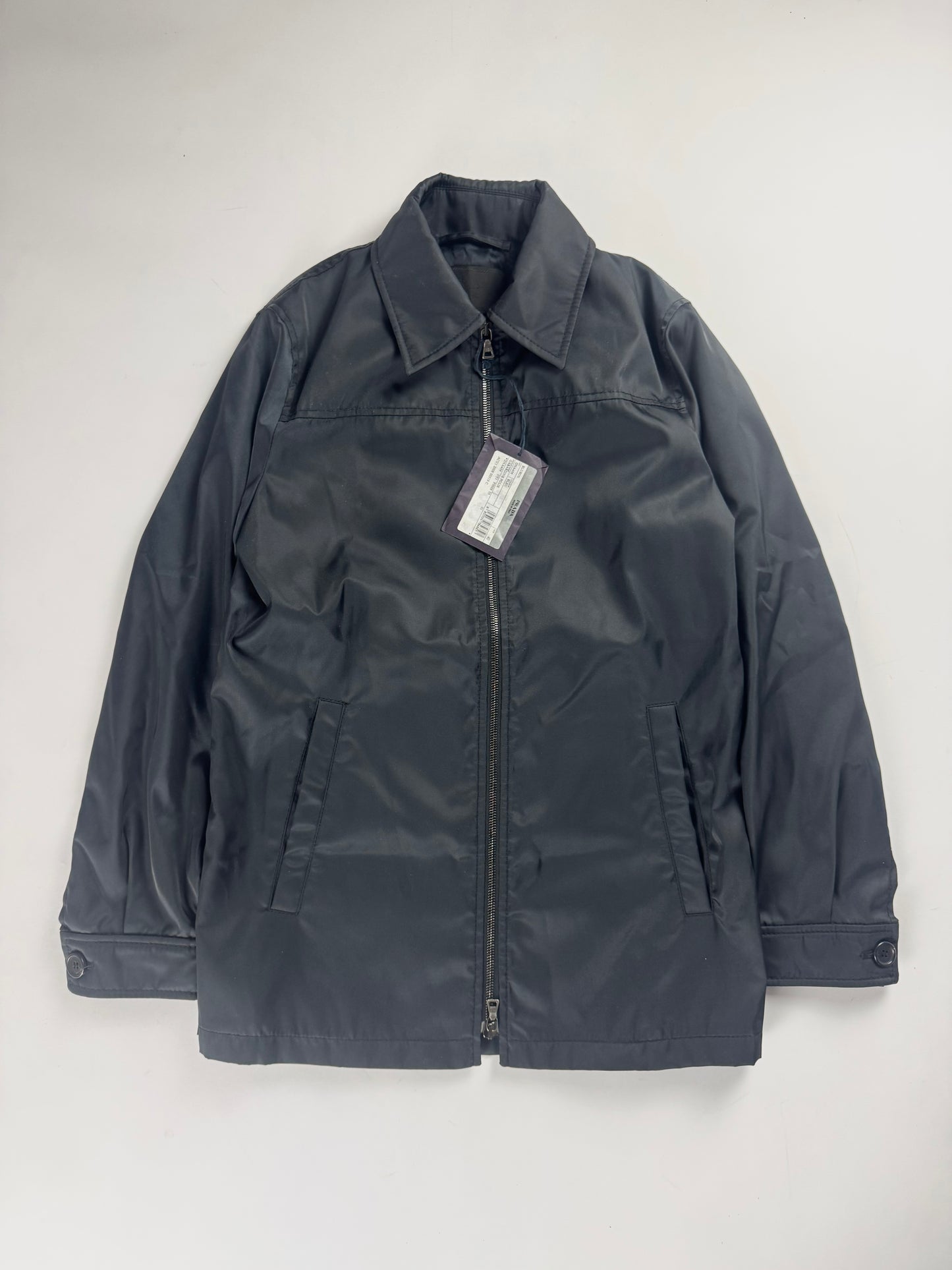 Prada Navy Double Zip Officer Minimalist Trucker Jacket SS 2008 - XS