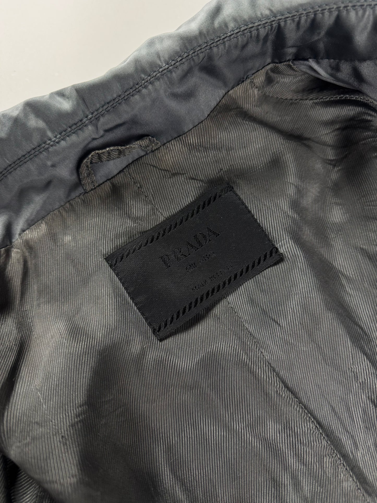 Prada Slate Grey Iridescent Nylon Patch Pockets Chore Overshirt Coat 1990s - XXL