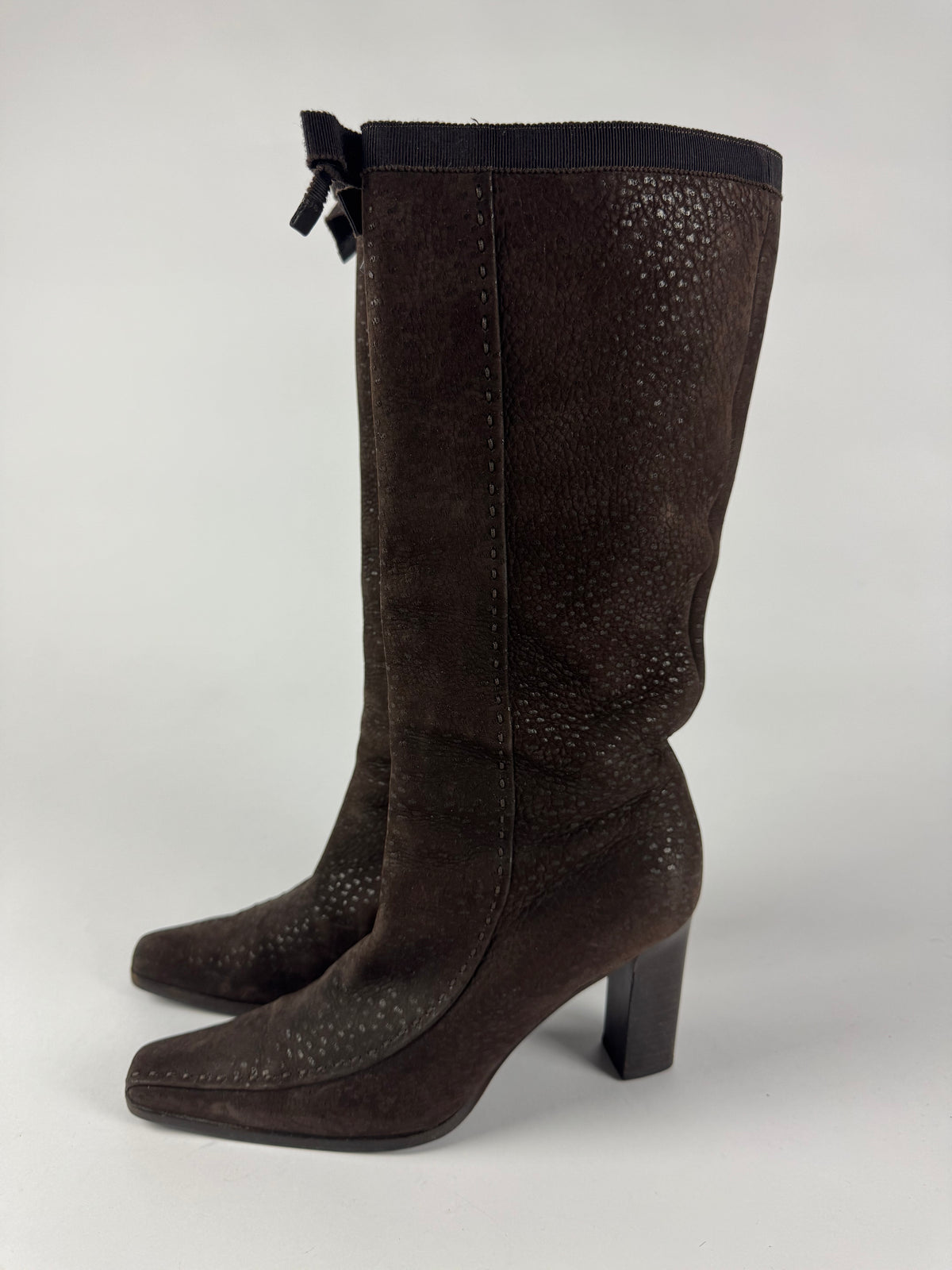 Prada Brown Pointed Toe Grain Leather Boots 1990s - 39,5 IT/40,5 EU