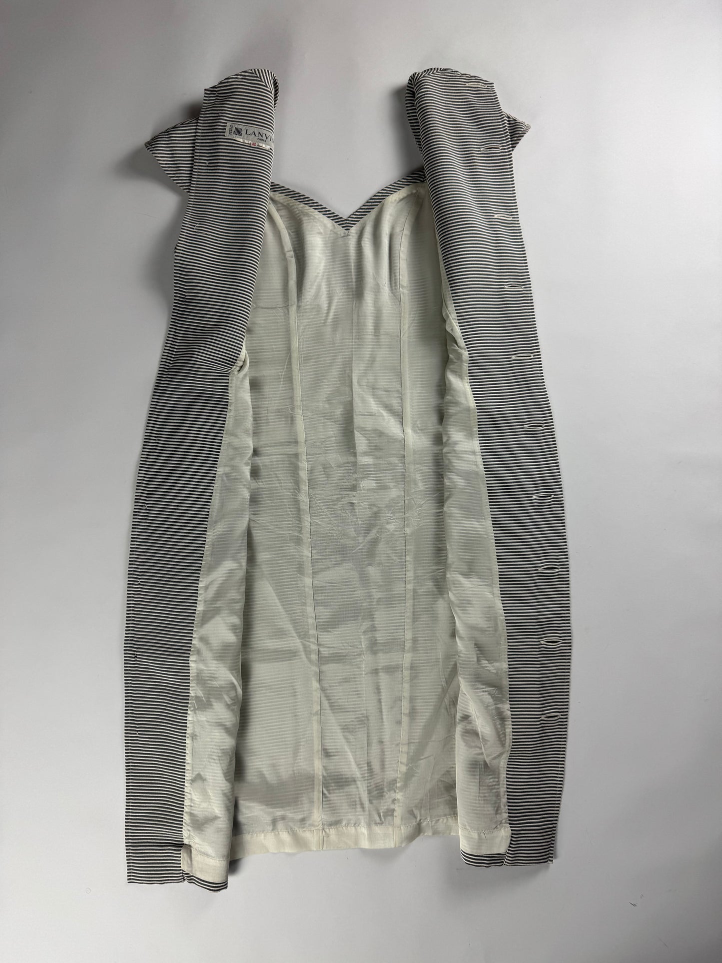 Lanvin Elegant Short Sleeve Stripe Dress 1970s - M
