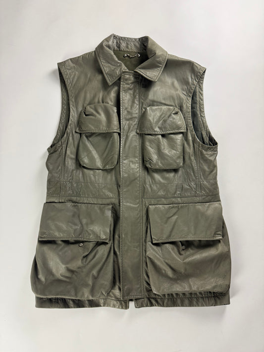 Louis Vuitton Sample Utility Army Calfskin Leather Kaki Sleeveless Jacket FW 2016 - M
